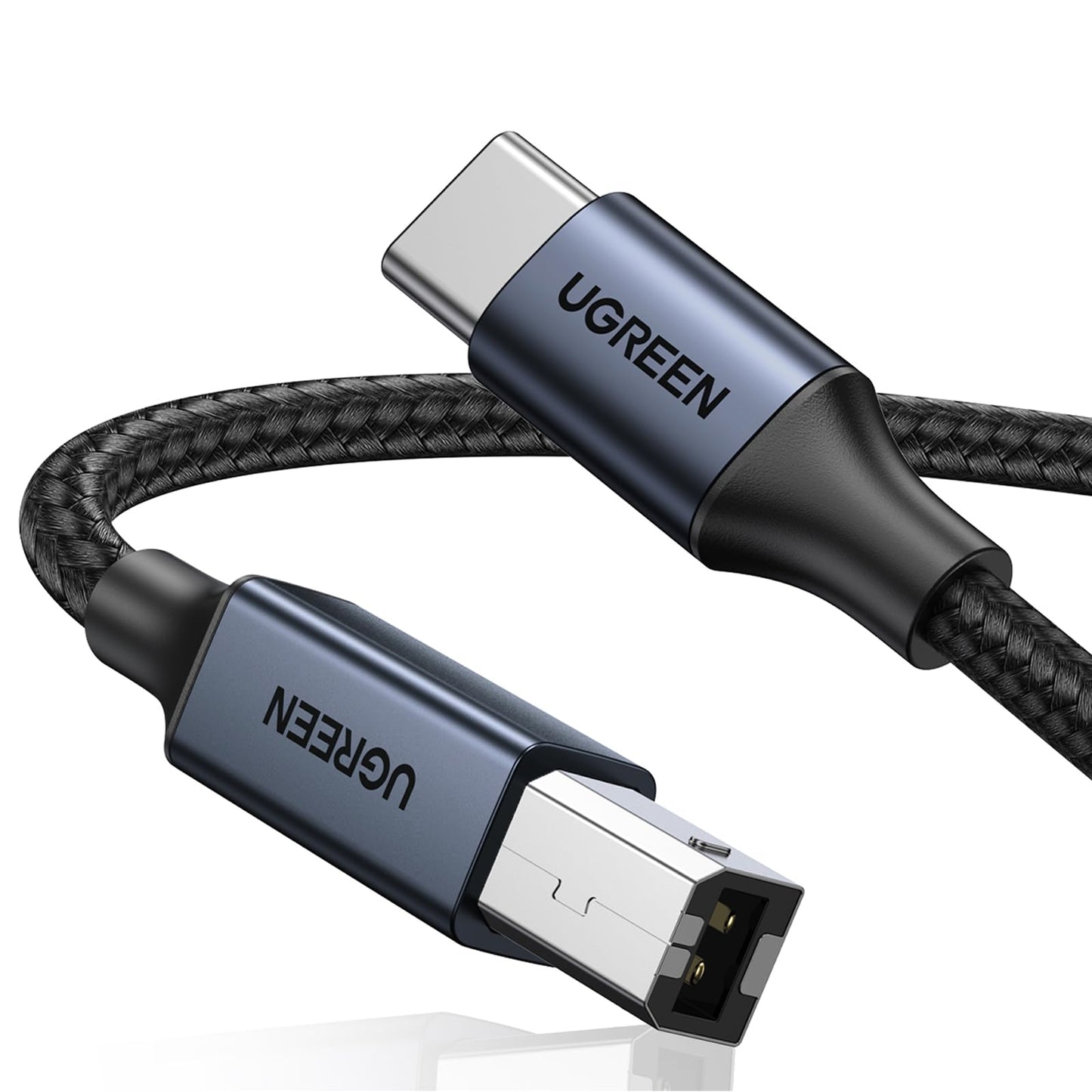 Printera kabelis UGREEN USB C uz USB B, skenera kabelis, melns, 1m