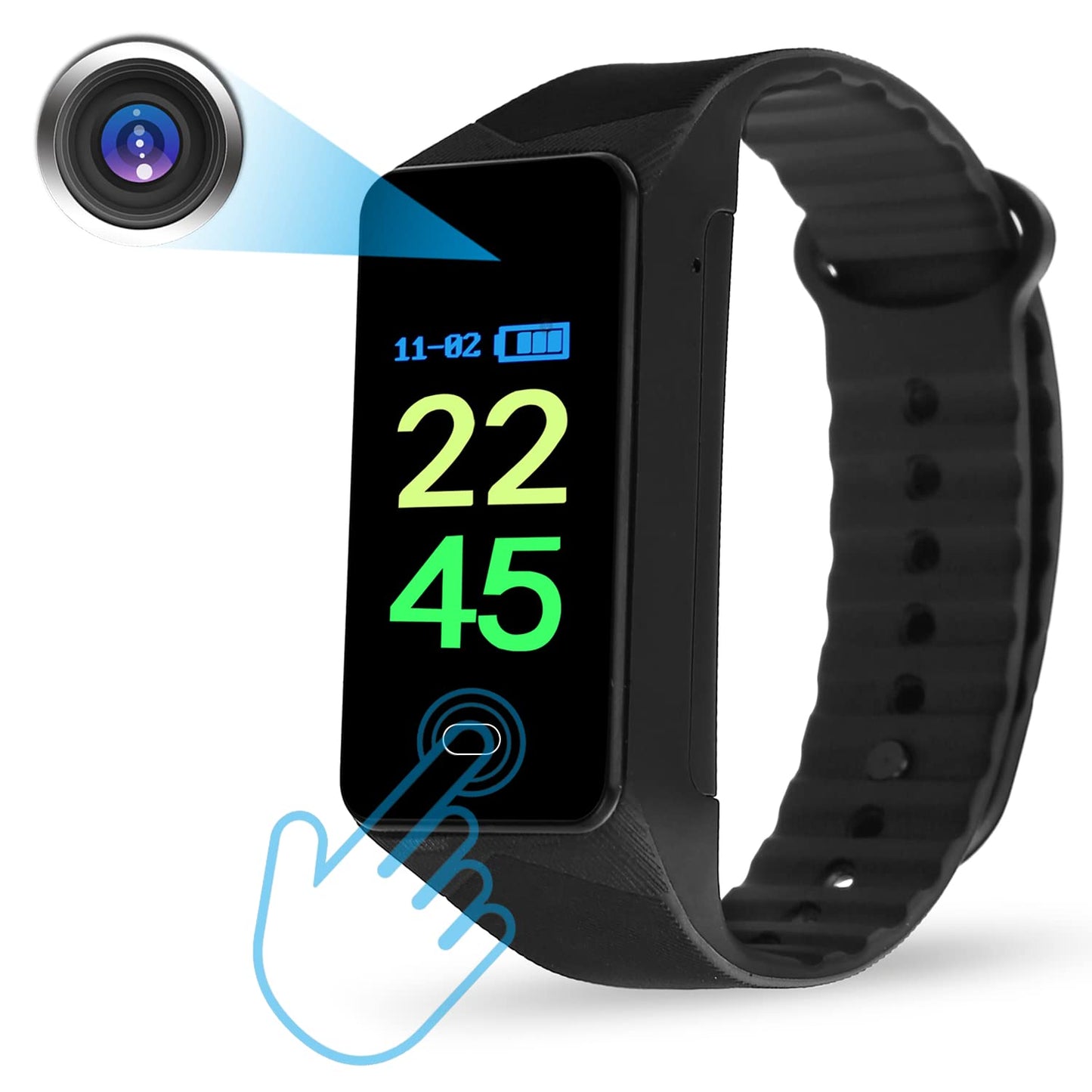 OTADUG spiegošanas kamera, 1080P slēptā spiegošanas kamera ar audio un video ierakstu ar 32 GB SD karti, mini rokas siksnas uzraudzības kamera ar laika rādījumu