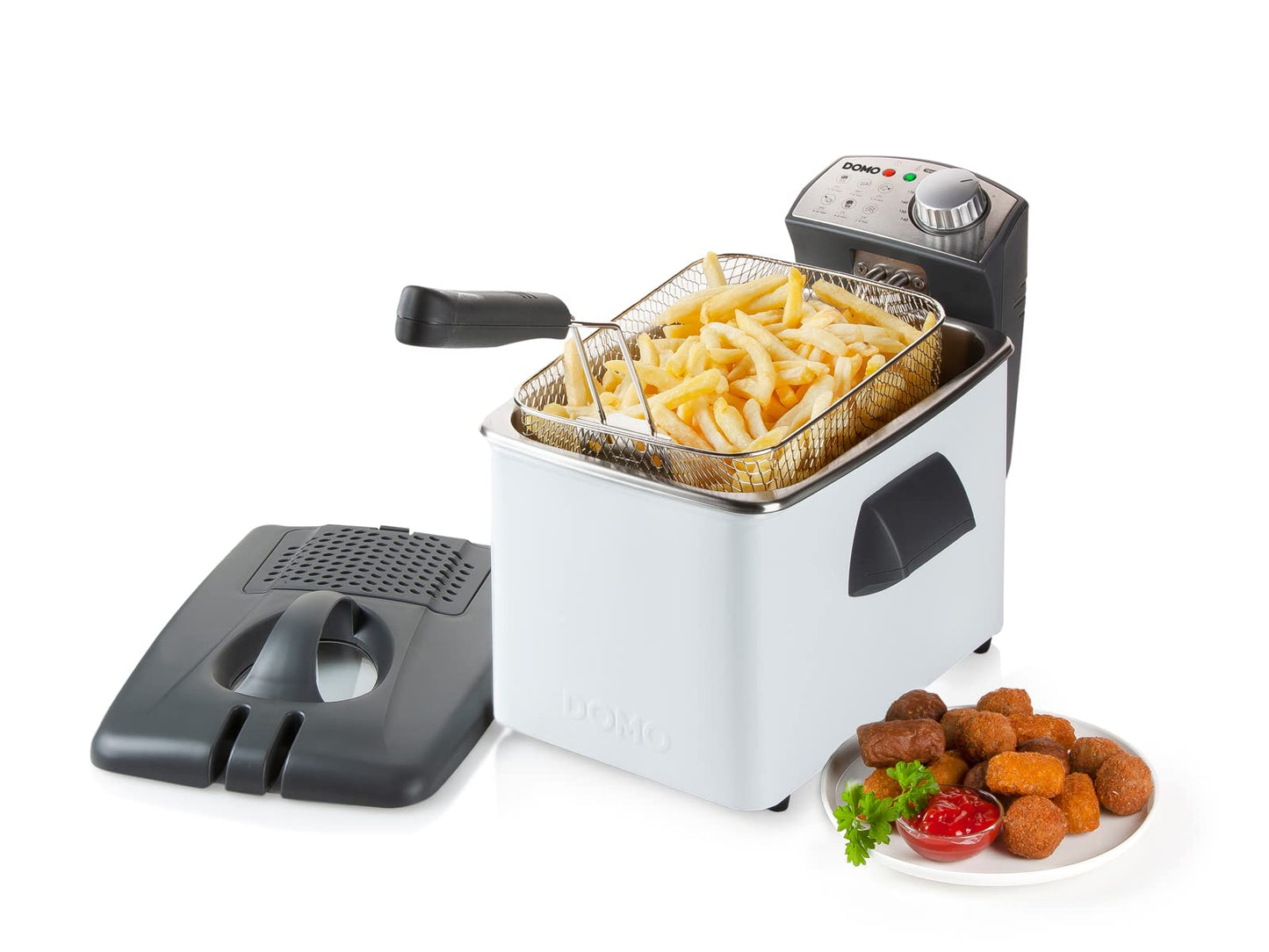 DOMO DO519FR frīteze - nerūsējošais tērauds, 4.5L jauda, 3200W, balta krāsa.