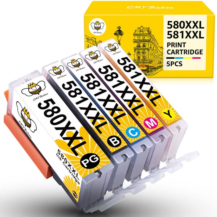 CMYBabee PGI-580 CLI-581 XXL - High-capacity ink cartridges for Canon TR8550, TS6350, TS705, TS9550, TS6150, TR8500.