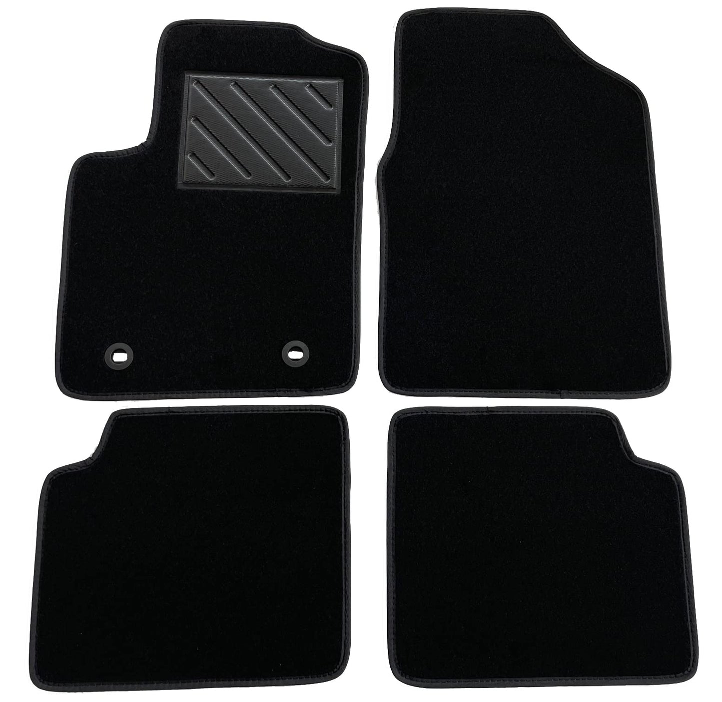 Auto paklāji Ford Ka II no 2008. līdz 2016. gadam, precīzi pielāgoti, neslīdoši, papēža aizsargi no pastiprināta gumijas, stiprinājuma pogas, melns