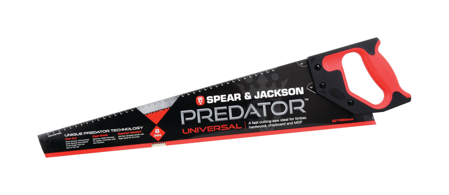 Spear & Jackson B9822 Predator universālais koka zāģis, 55,9 cm, 8 zobi collā