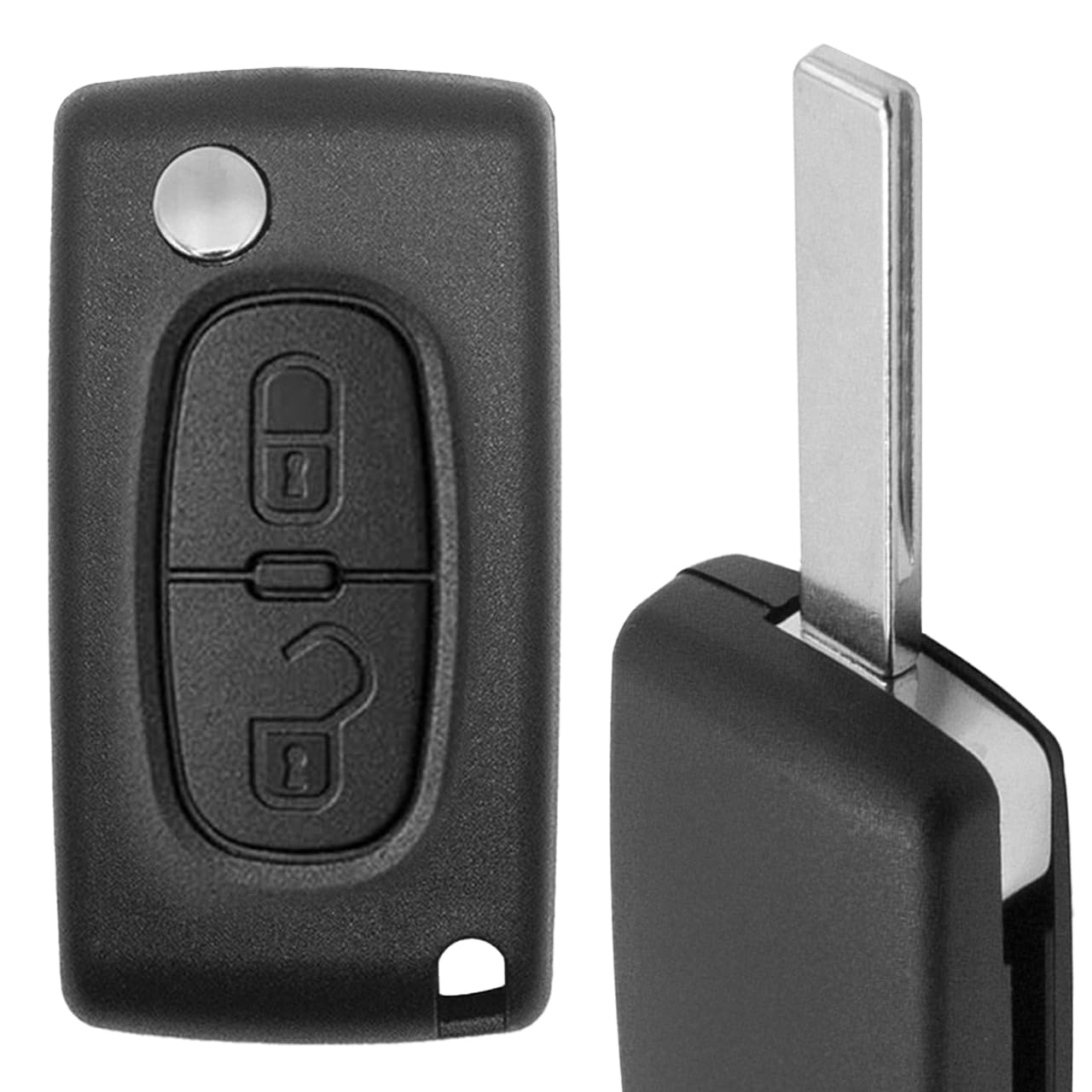 GIANTO tālvadības pults aizsargapvalks ar 2 taustiņiem, saderīgs ar Peugeot 106, 107, 205, 206, 207, 306, 307, 308, 309, 406, 407, 807 un Citroen C1, C2, C3, C4, C5 ar atslēgas kātu -