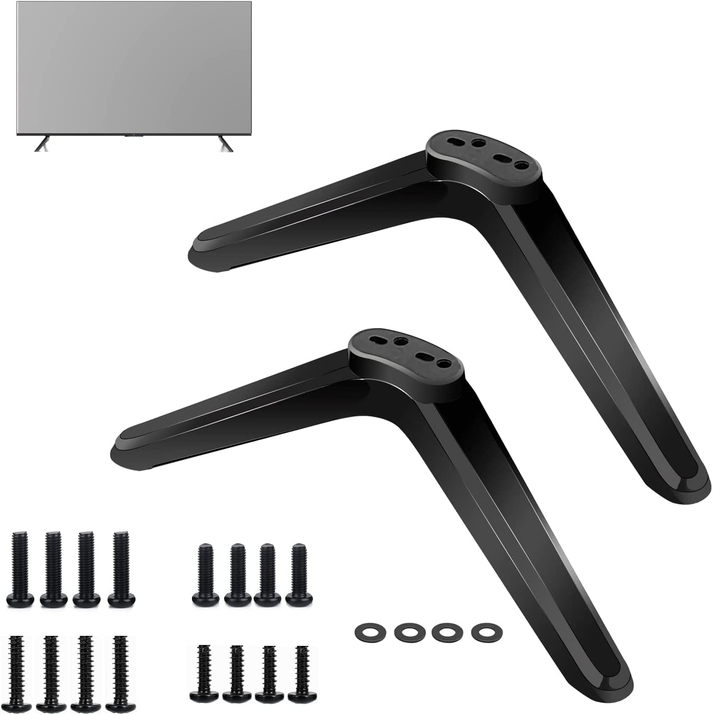 Universāls TV statīvs, TV statīvs, TV statīvi, kas piemēroti lielākajai daļai LED LCD televizoru no 27 līdz 55 collām, attālums starp caurumiem ir 16.7-20mm, svara kapacitāte 99 lbs, melns