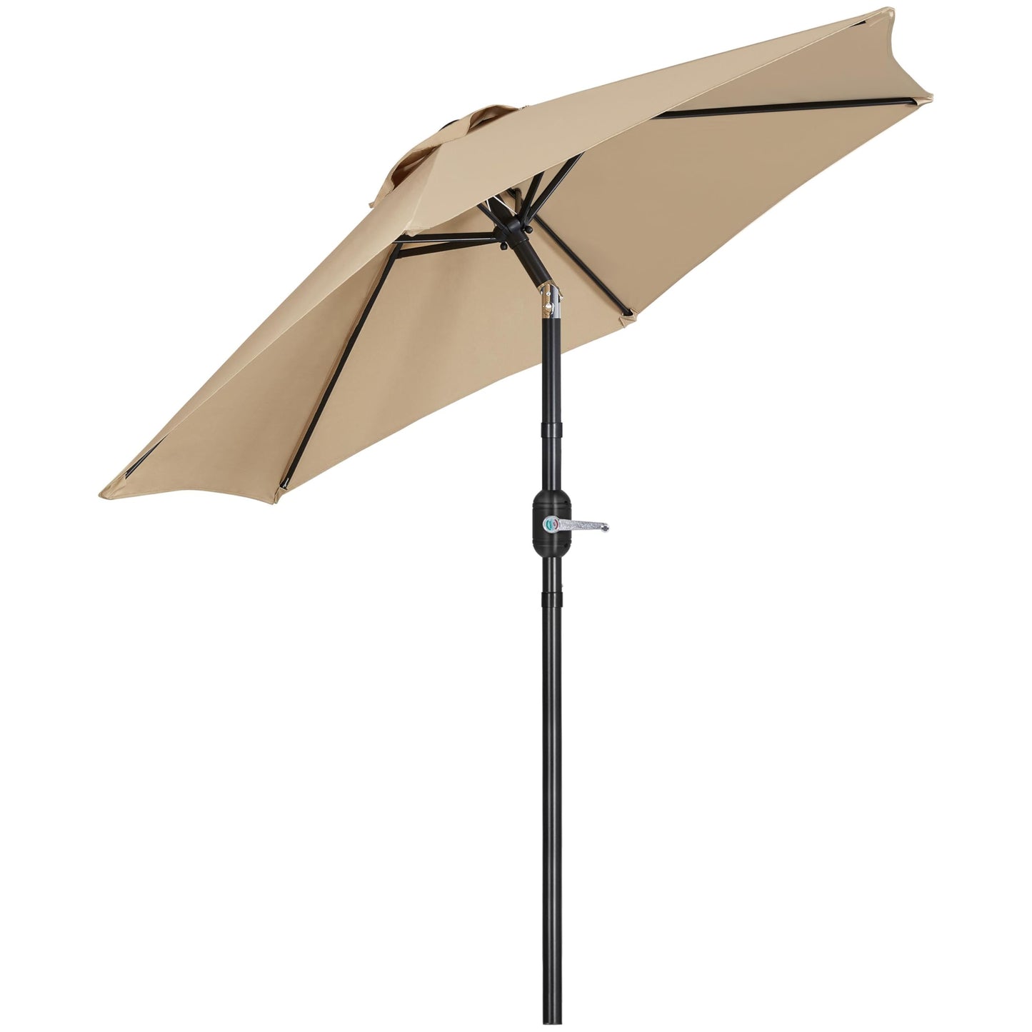 Dārza saulessargs Yaheetech ar rokturi Φ 226 cm, nolokāms un noliecams, gaiši brūns