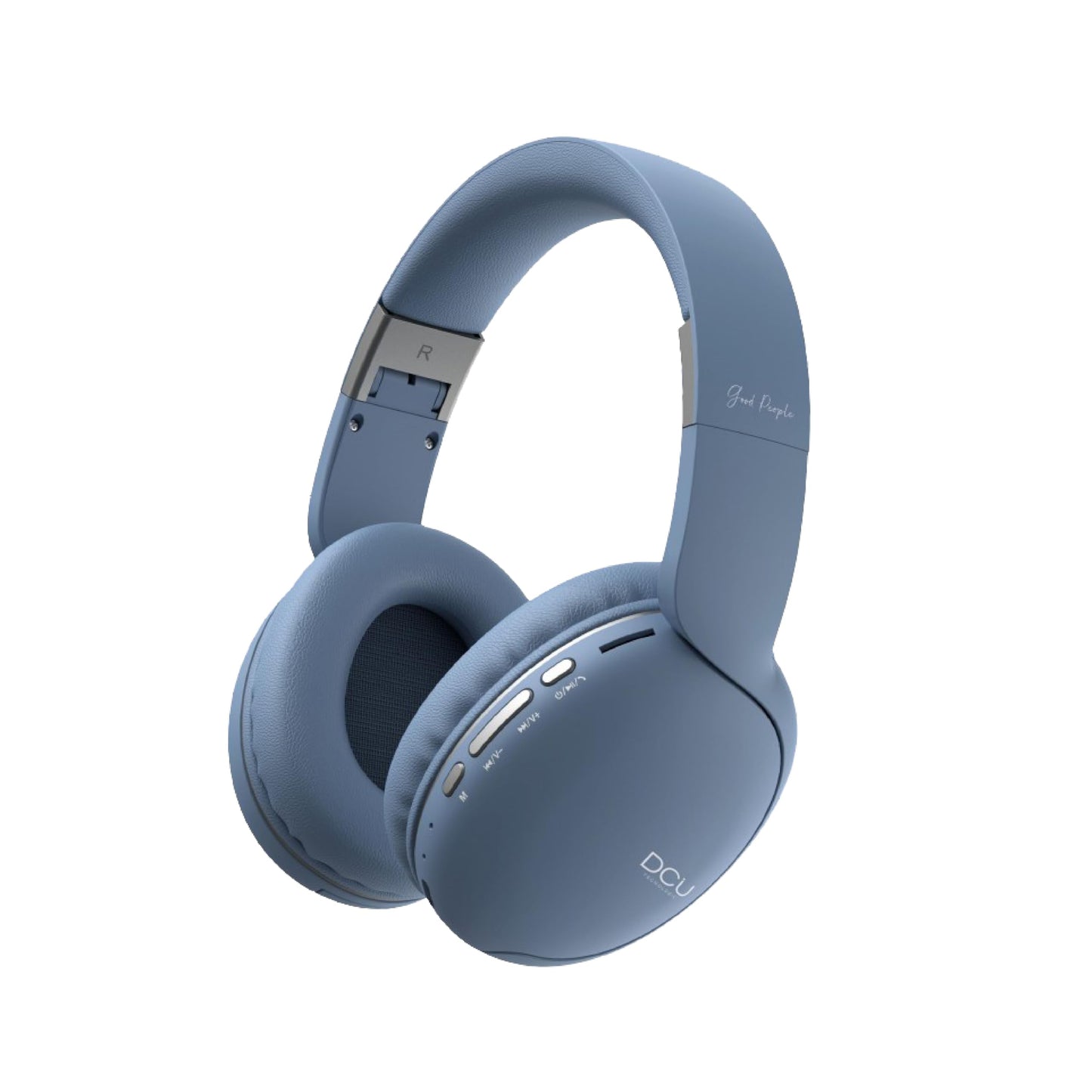 DCU TECNOLOGIC – Bluetooth austiņas, salokāmas, daudzfunkcionālas, bezvadu un vadu, iekļauts USB-C kabelis, zila.