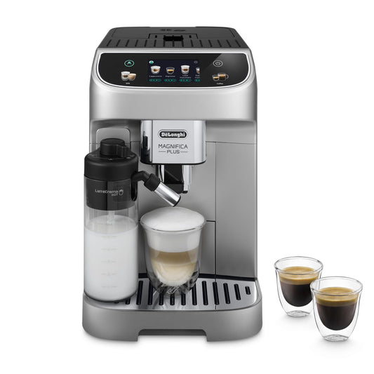 De'Longhi Magnifica Plus ECAM322.70.SB - automātiska kafijas automāts ar LatteCrema, pilna pieskāriena displejs, 1450W, sudrabs/melns