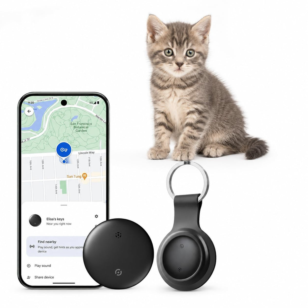 Mini GPS izsekotājs automašīnai – magnētisks, bez abonementa, Bluetooth izsekošana ar lietotni Android un iOS, reāllaika atrašanās vieta, IPX6, bez SIM kartes