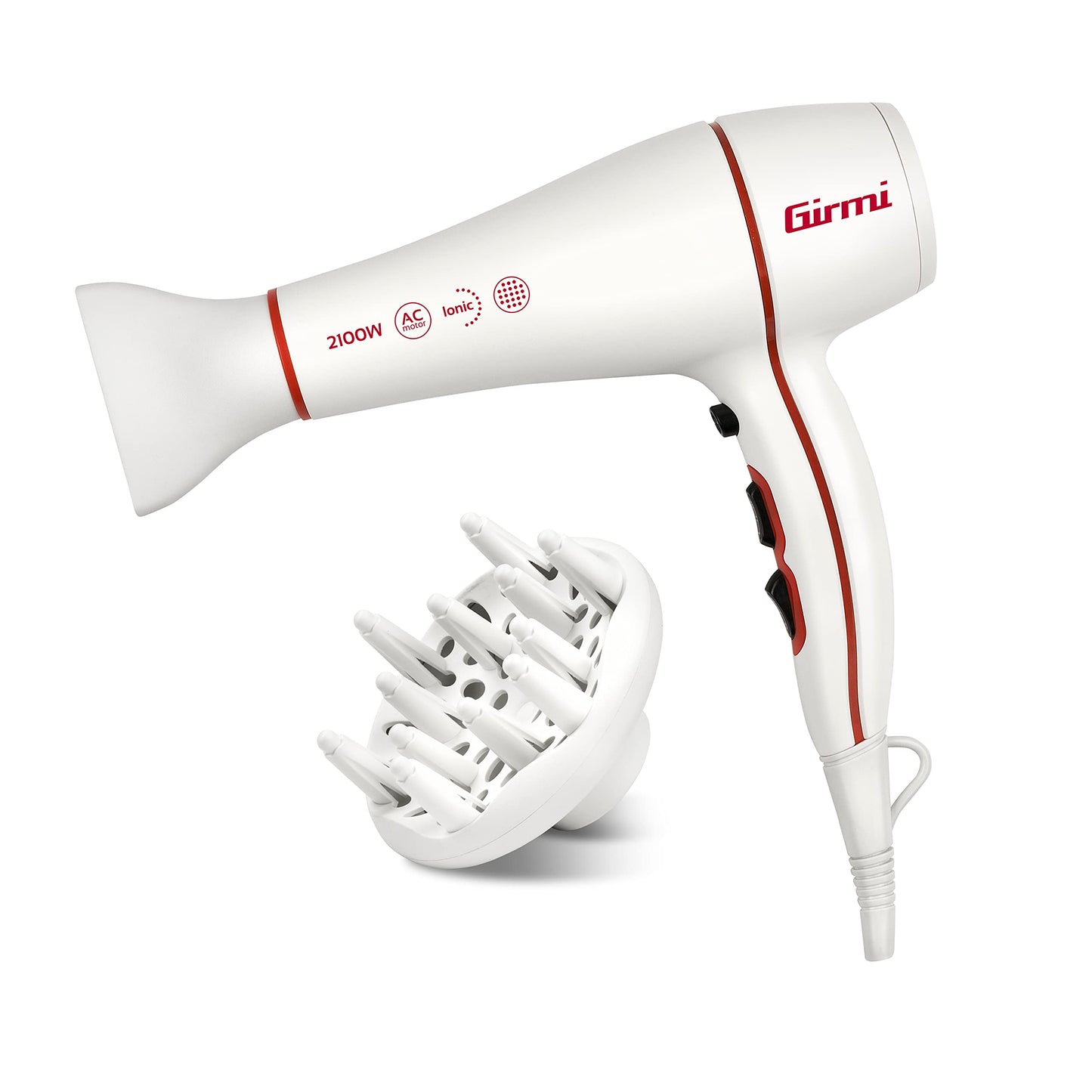 Girmi PH47 Profesionālais matu fēns, 2100 vati, joni, AC motors, balts