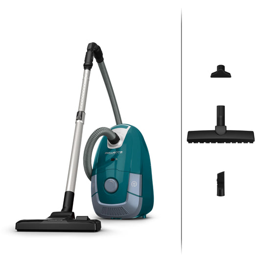 Rowenta RO3143 Power XXL - 900W, 4.5L bag, 12m radius, 3-stage filtration, includes parquet and 2in1 nozzle, grey petrol.