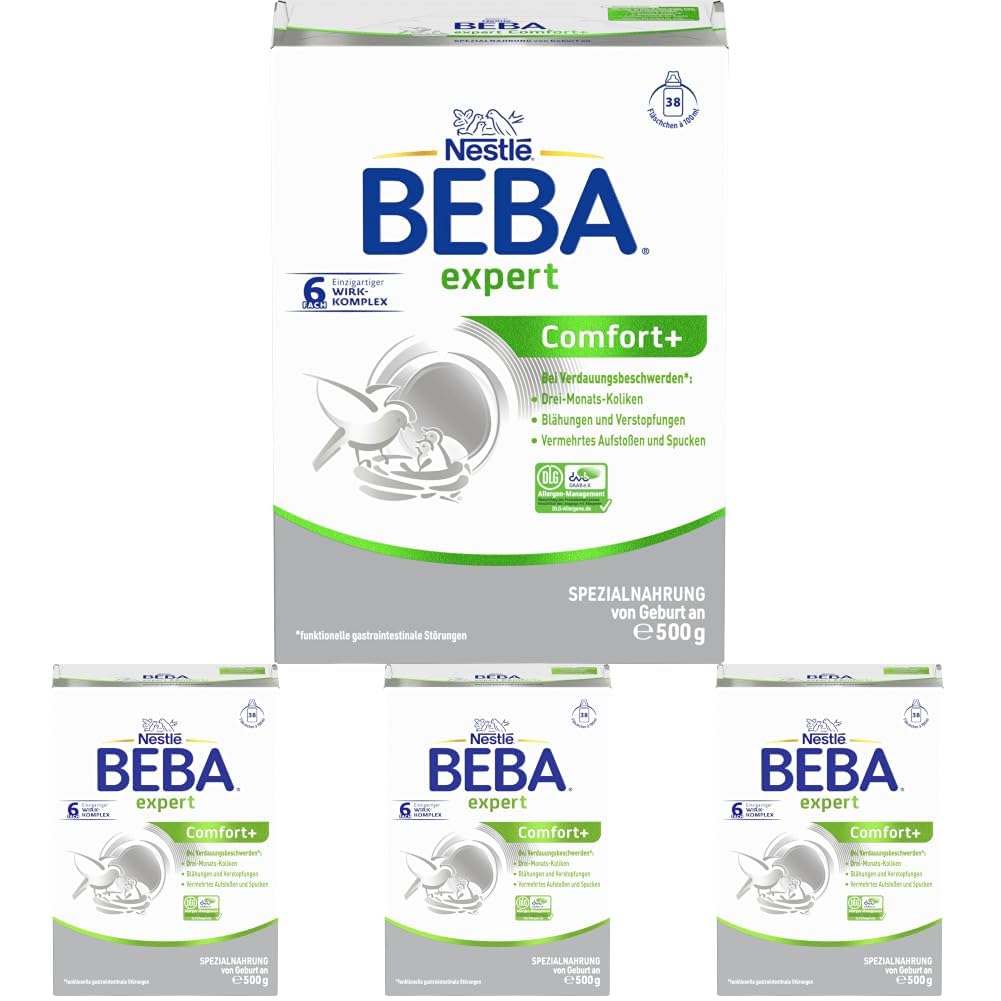 Zīdaiņu piena maisījums BEBA expert Comfort+ gremošanas traucējumu gadījumā, no dzimšanas, 4 x 500g