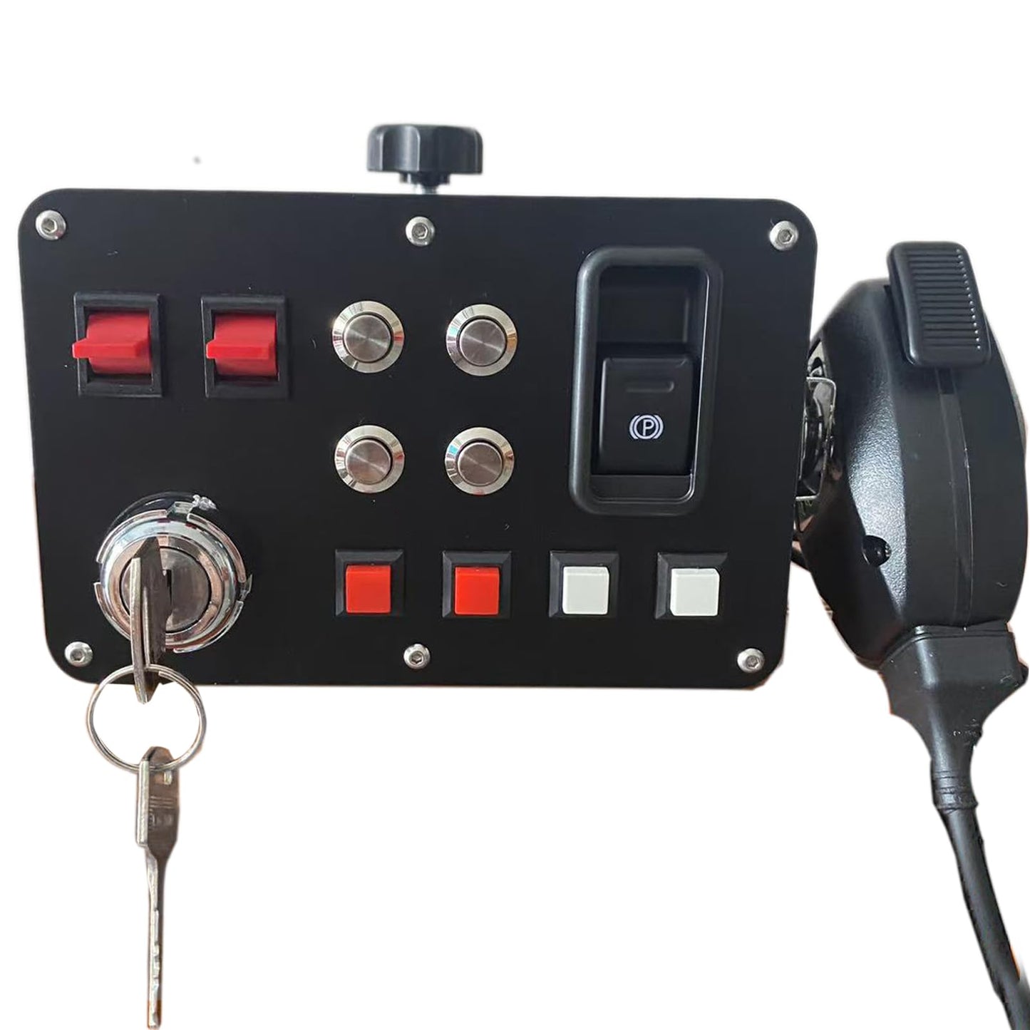 Benshuuk Simulator American Truck Button Box priekš G27/G29/G920/G923 ar mikrofonu PTT; PC 16 pielāgojamu taustiņu centrālā vadības kaste ATS / ETS2 priekš MOZA R3 / R5 / R9 / R12 bāzes (Black)