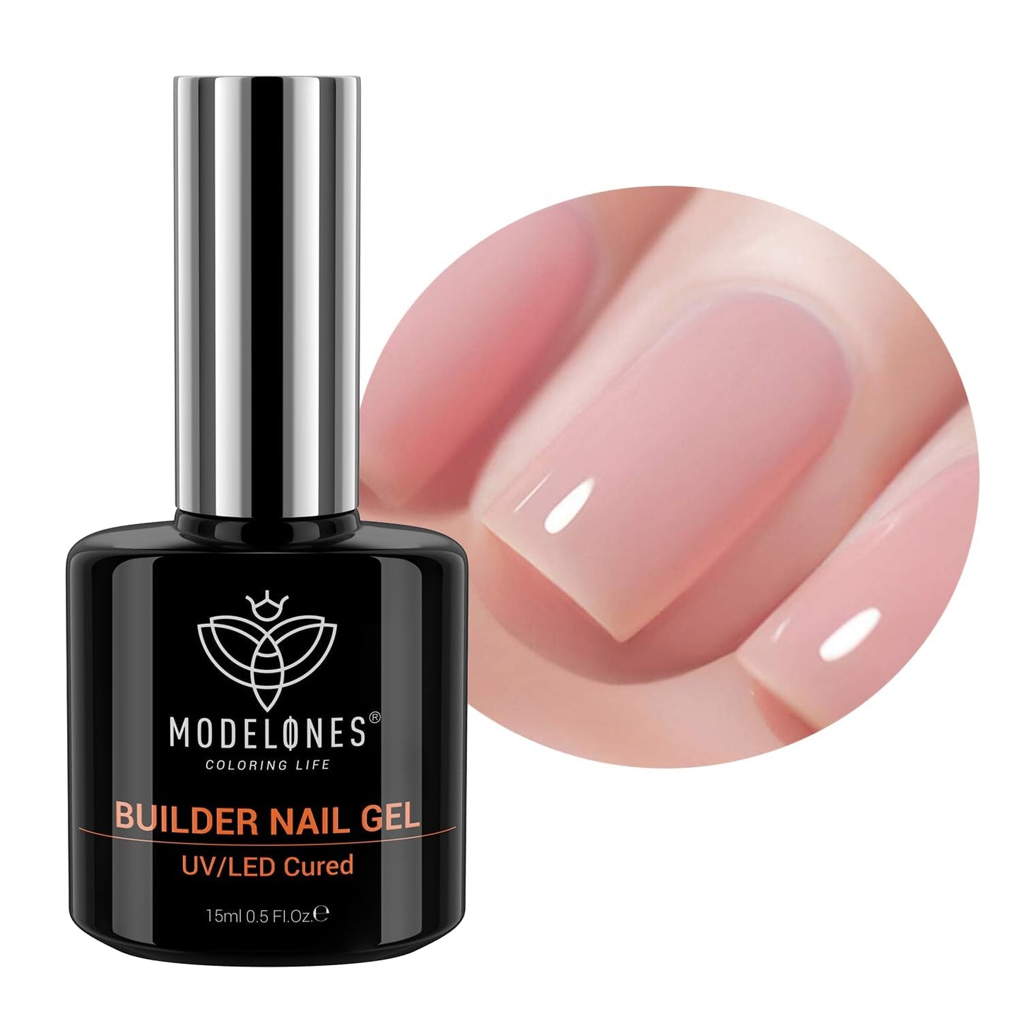 Nagu būvgelis Modelones Rosa Nude 15ML, UV cietais gels nagu stiprināšanai, pagarināšanai un nagu mākslai