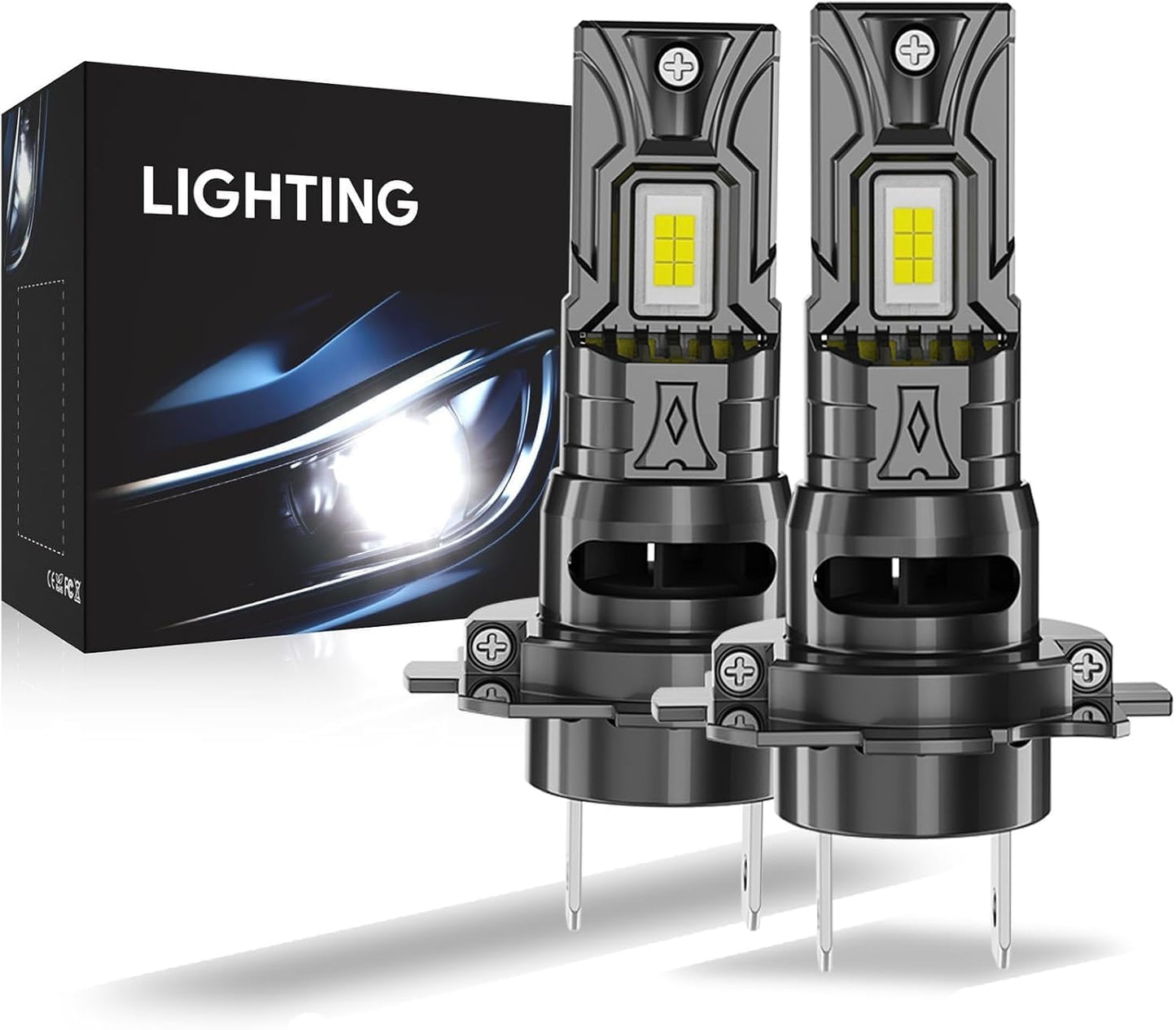 Autolampa IGRARK 80W 600% spilgtums 16000LM 6000K superspilgta balta priekšējā luktura spuldze, 1:1 mini izmērs, 12V, 2 gab. (H/7)