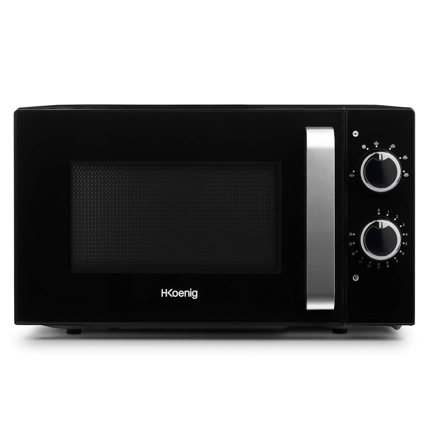 H.Koenig VIO8 mikroviļņu krāsns 20L melnā krāsā, kompakts dizains, jaudīga 700 W, griežamais šķīvis 24,5 cm, daudzfunkcionāla 5 sildīšanas līmeņi, atkausēšanas funkcija, taimeris līdz 30 minūtēm.