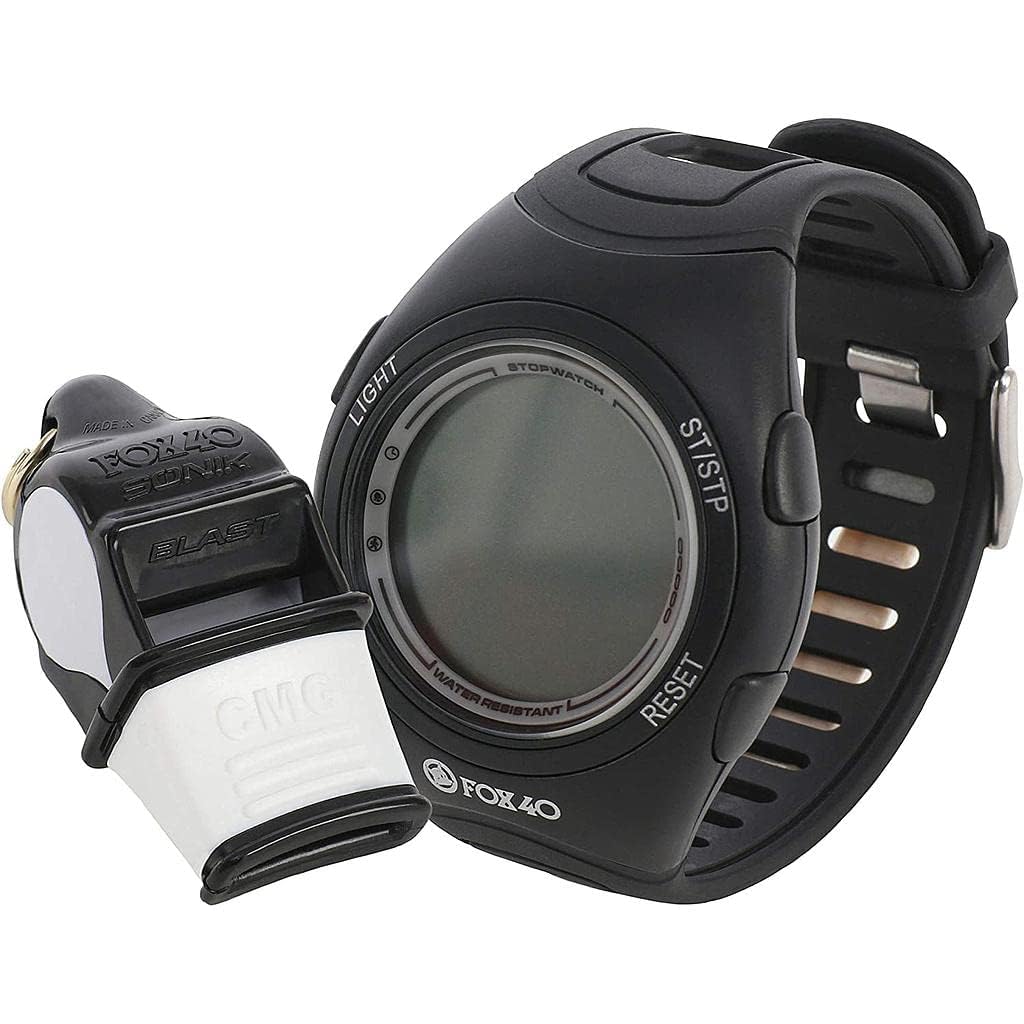 Fox 40 Fitness whistle and watch set, black, universal size, ideal for sports and training activities.