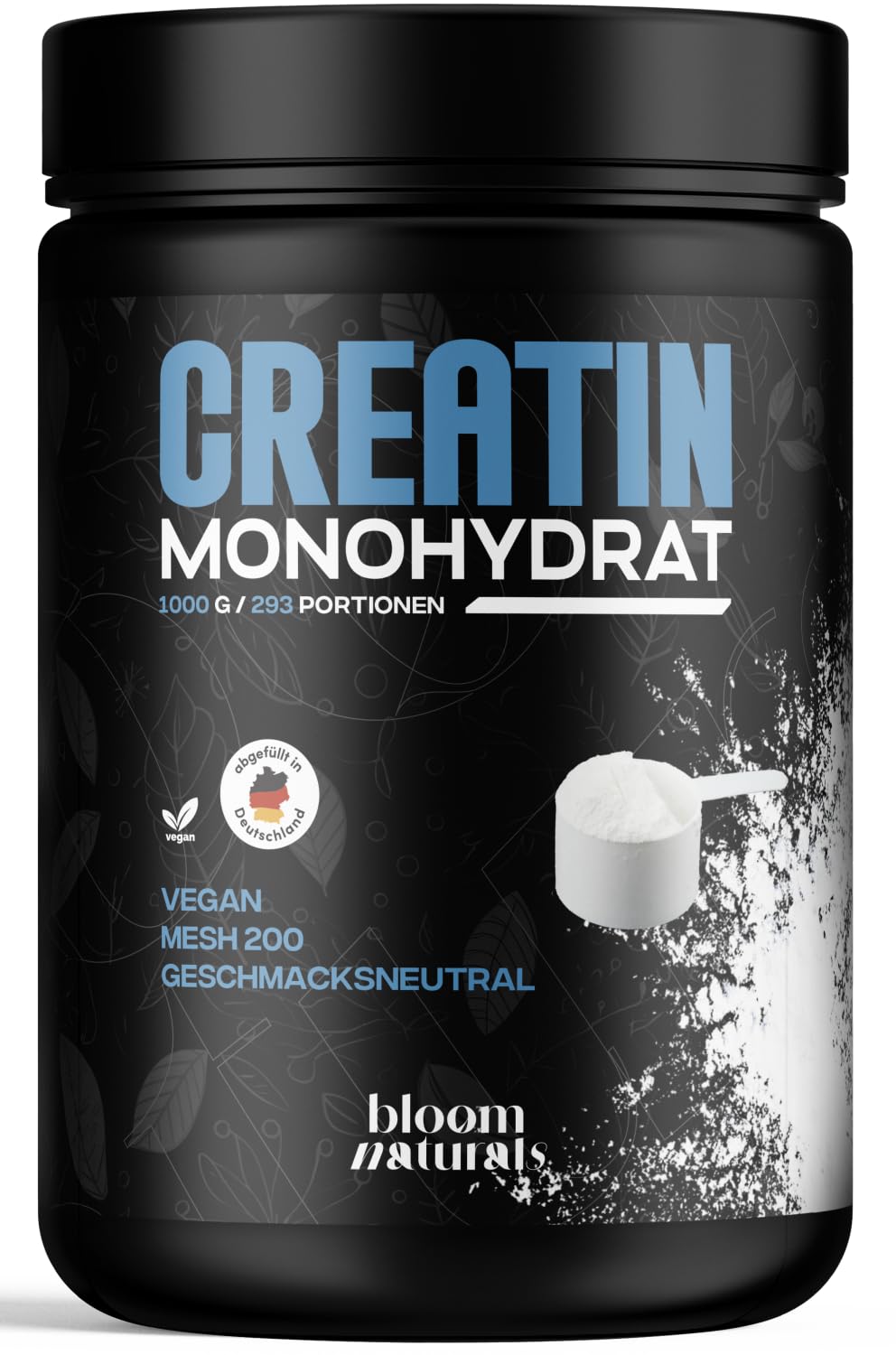 Kreatīna monohidrāts pulveris Bloom Naturals 1 kg / 1000 g - ultra tīrs kreatīns