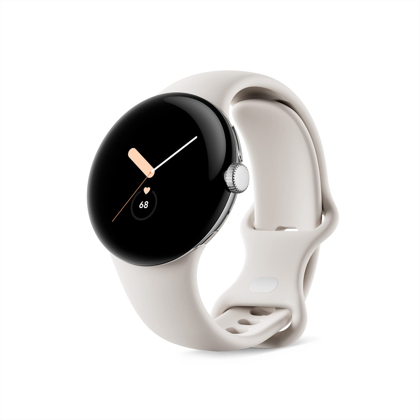 Google Pixel Watch - Android smartwatch with activity tracking, heart rate monitor, polished silver stainless steel case, Chalk sport band.