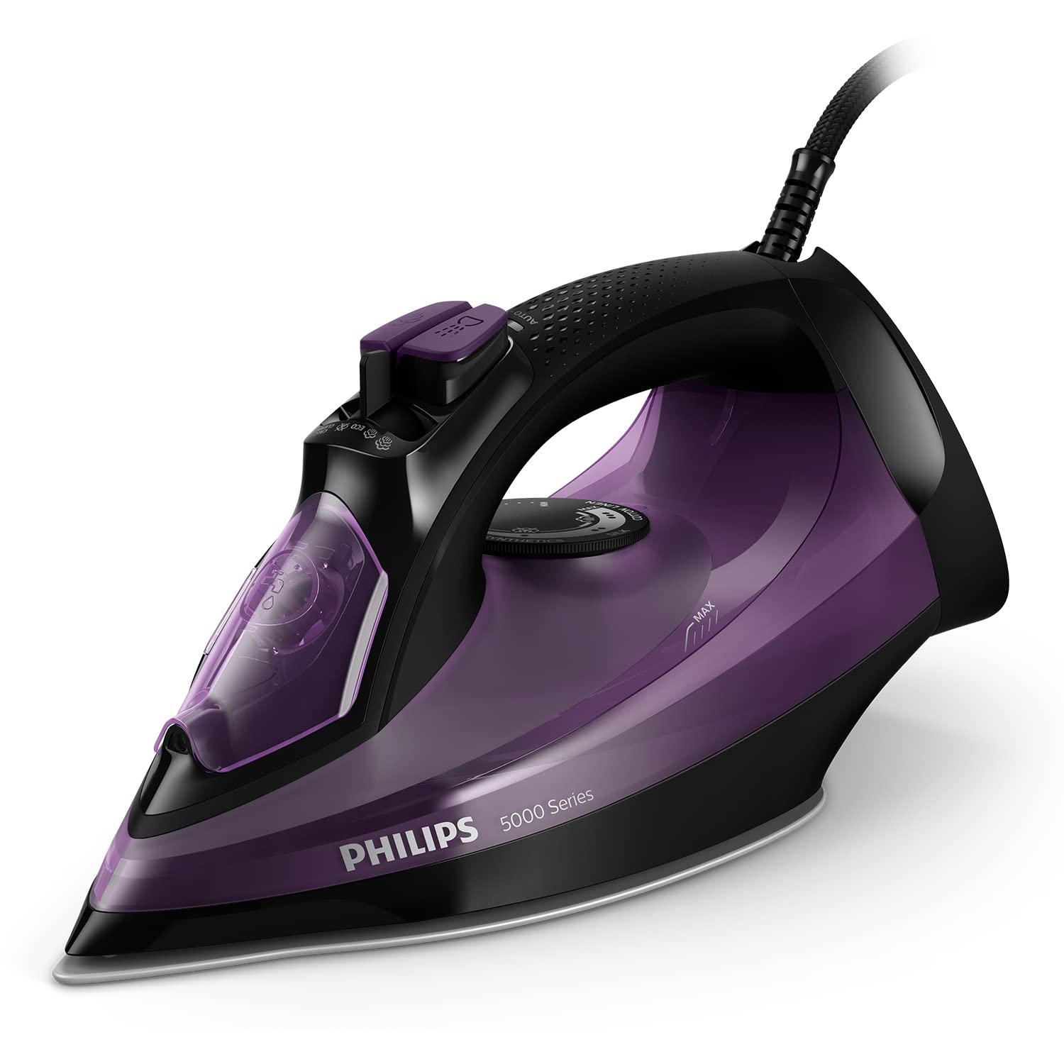 Philips Series 5000 tvaika gludeklis - 2400 W, 45 g/min tvaika jauda, 180 g tvaika trieciens, SteamGlide Plus, melns/violets