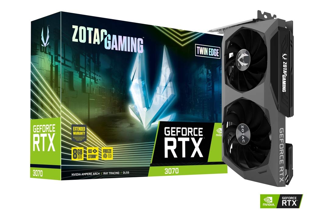 Zotac ZT-A30700E-10PLHR - NVIDIA GeForce RTX 3070, 8 GB GDDR6, Twin Edge design, high-performance gaming graphics card.