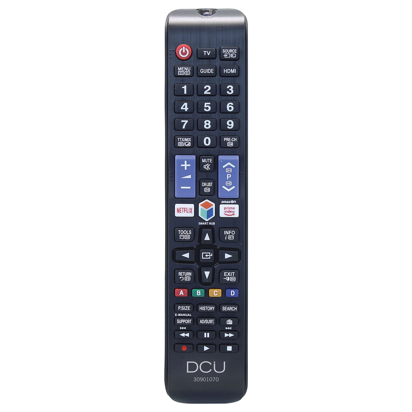 DCU TEHNOLOĢIJAS | Samsung SMART TV tālvadības pults | TV tālvadības pults | Saderīgs ar Samsung SMART TV | Taustiņš Netflix un Prime Video | Melns