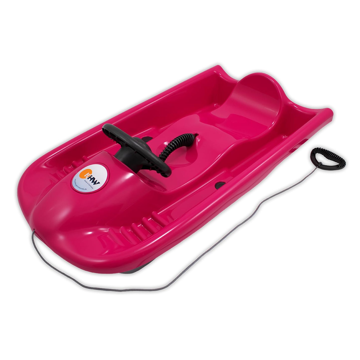 KHW Snow Flyer ragavas, rozā, HDPE plastmasa, vadāmas bērnu ragavas no 6 gadiem, metāla bremze un ergonomisks sēdeklis, TÜV pārbaudīts, Spiel gut zīme, līdz 80 kg