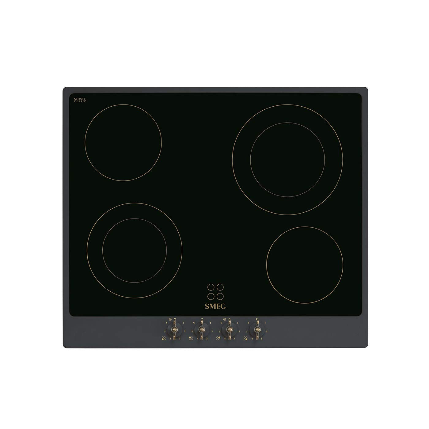 SMEG keramikas plīts virsma COLONIALE - P864AO, melna/anthracite