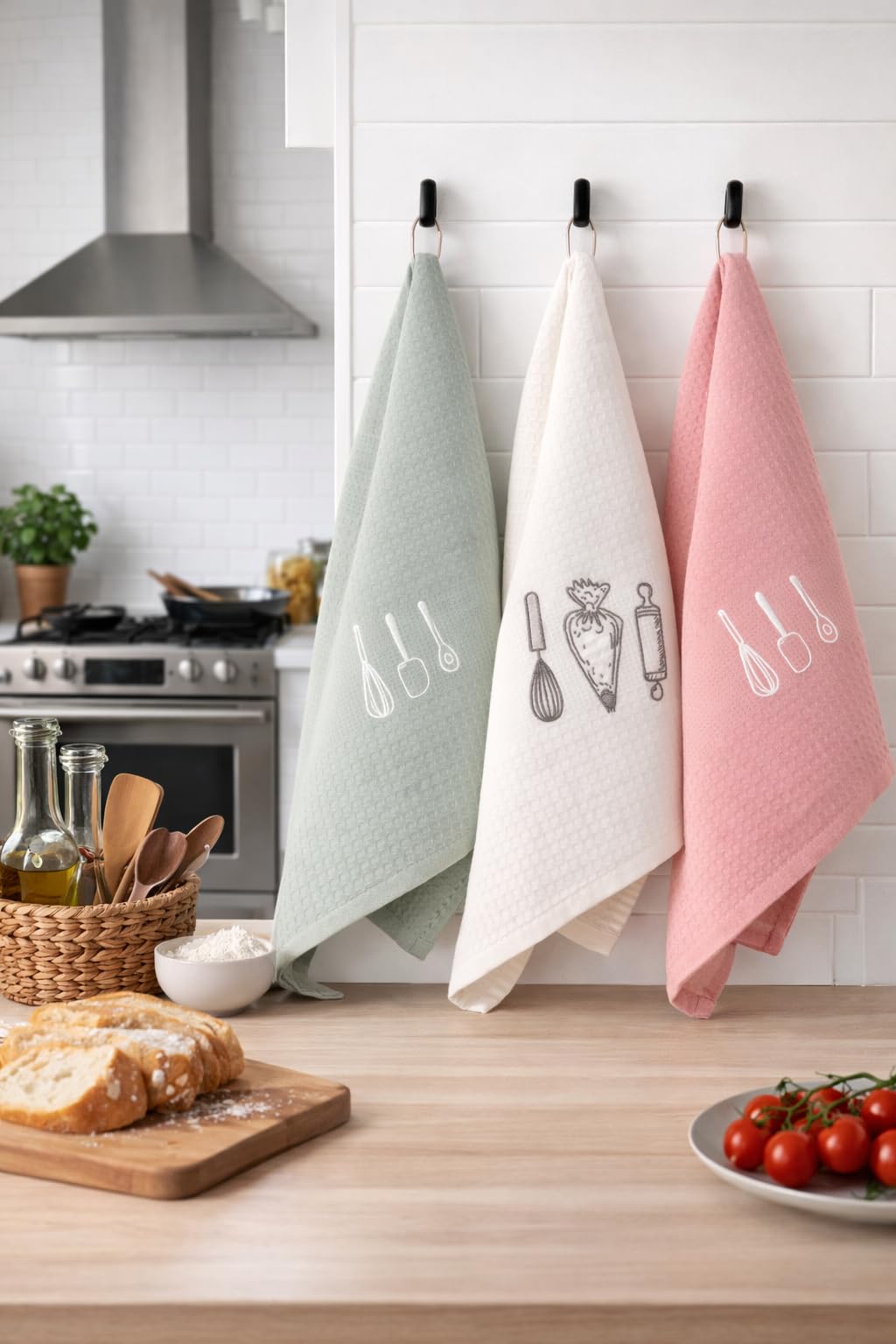 Virtuves dvieļu komplekts textile idea, 3 gab., 50x70 cm, 100% kokvilna, mīksti, ātri žūstoši un uzsūcoši, ideāli kā mājas iesvētību dāvana