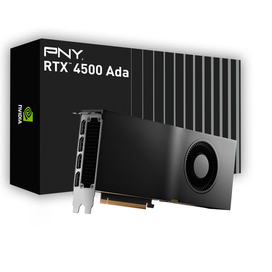 PNY NVIDIA RTX 4500 - 24GB GDDR6, PCIe 4.0, dual-slot, 4X DisplayPort, 8K support, ultra-quiet active cooling