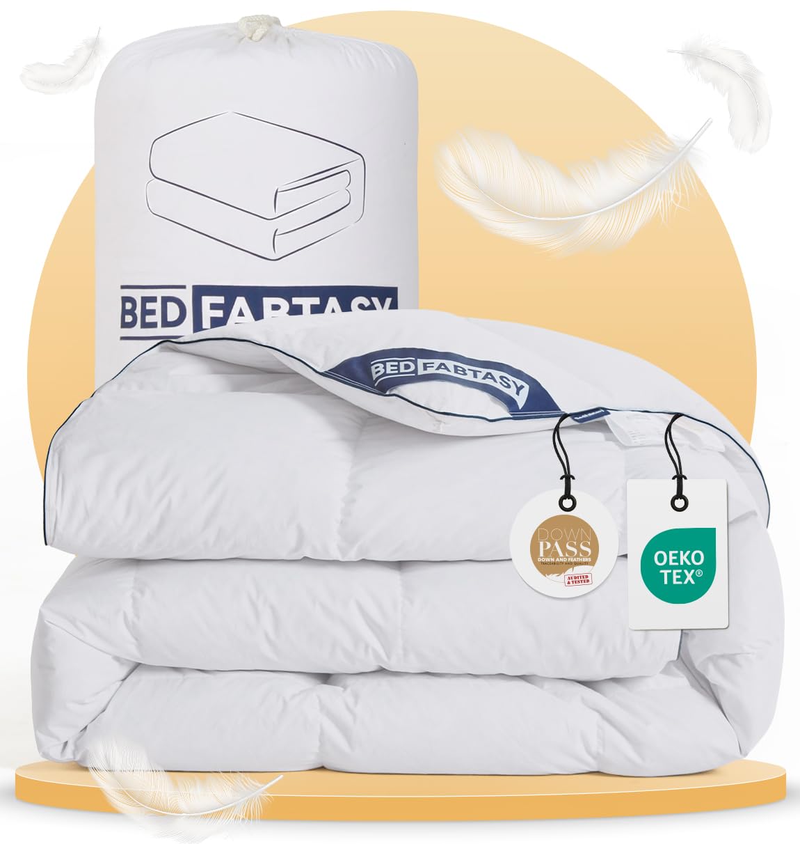 BedFabtasy spalvu un dūnu sega 135x200 cm, Oeko-Tex sertificēta sega 135x200, 100% īpaši mīkstas spalvas un dūnas, alergiskiem cilvēkiem, RDS sertificēta spalvu sega, dūnu sega, vissezonas sega