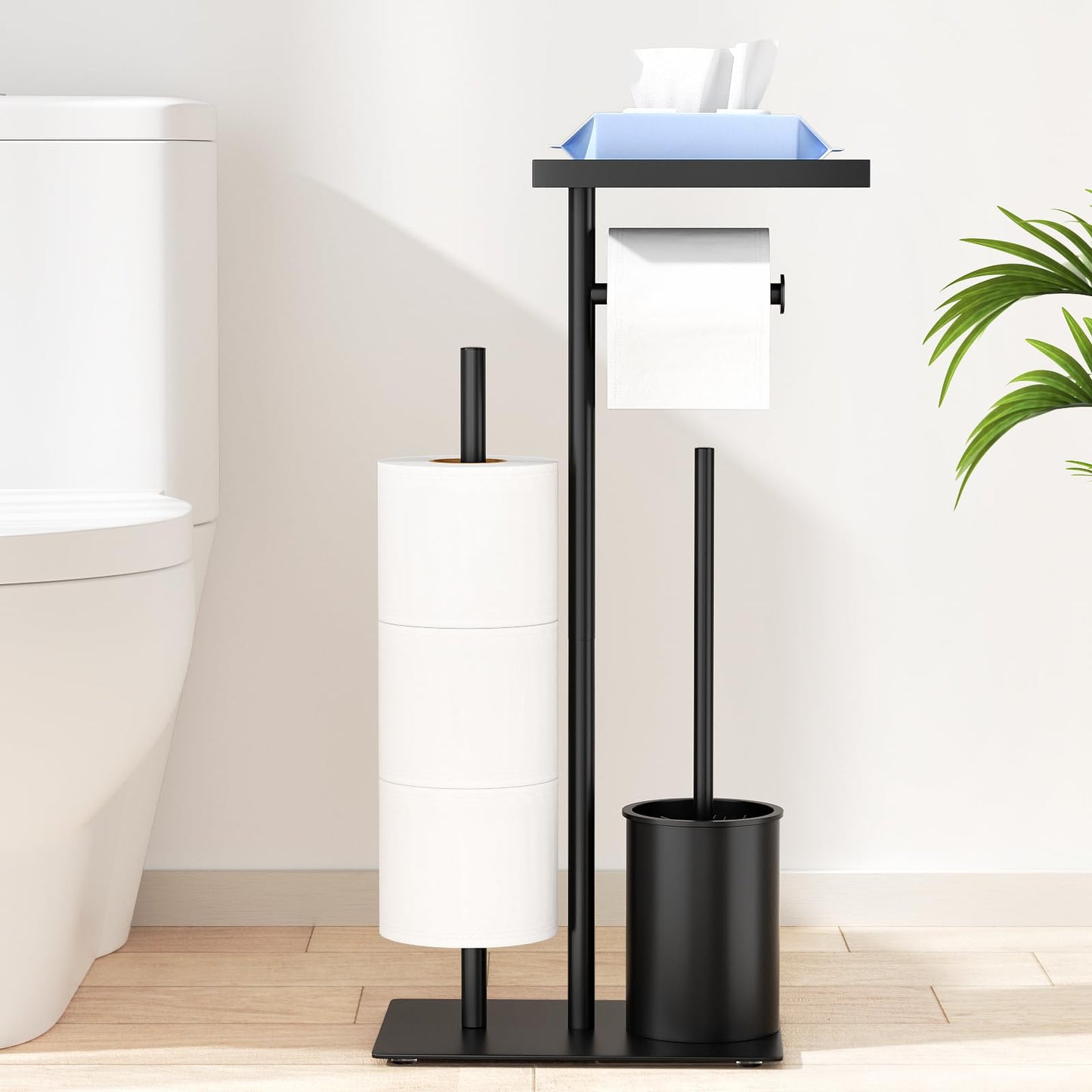 Stāvošs tualetes papīra turētājs ar WC birsti no nerūsējošā tērauda - WC komplekts ar paliktni, tualetes birsti un papīra turētāju