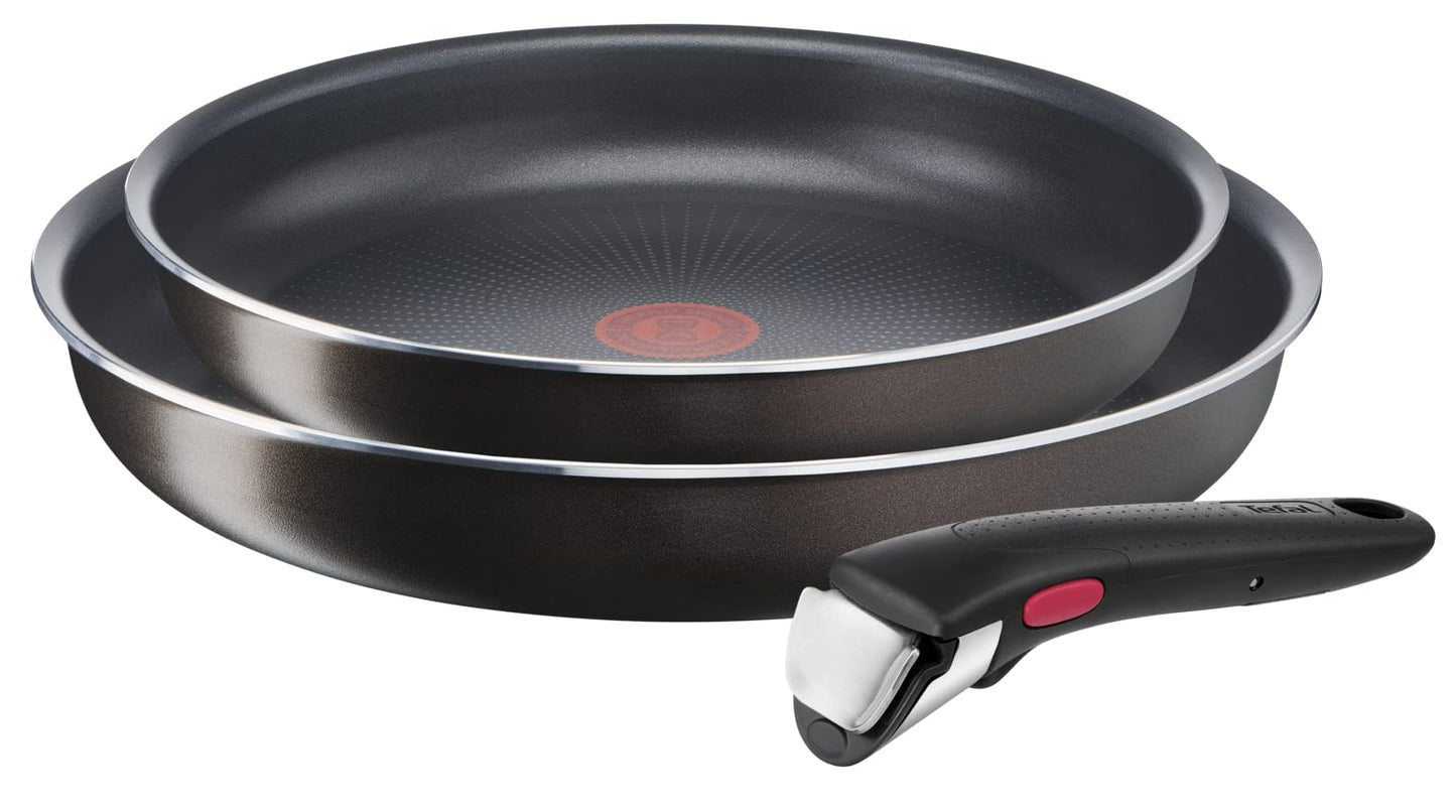 Tefal Ingenio Easy Plus - 24/28 cm non-stick frying pan set with removable handle, stackable, suitable for all stovetops except induction.