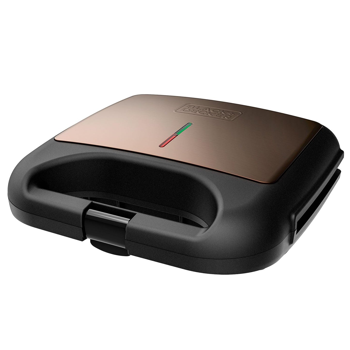 BLACK+DECKER BXSA753 - Sviestmaizes cepeškrāsns, 750W, divām kvadrātveida sviestmaizēm, pilnībā noslēgta, ar nelipīgu pārklājumu plāksnēm, ideālās temperatūras rādītājs, kompakts un viegli uzglabājams