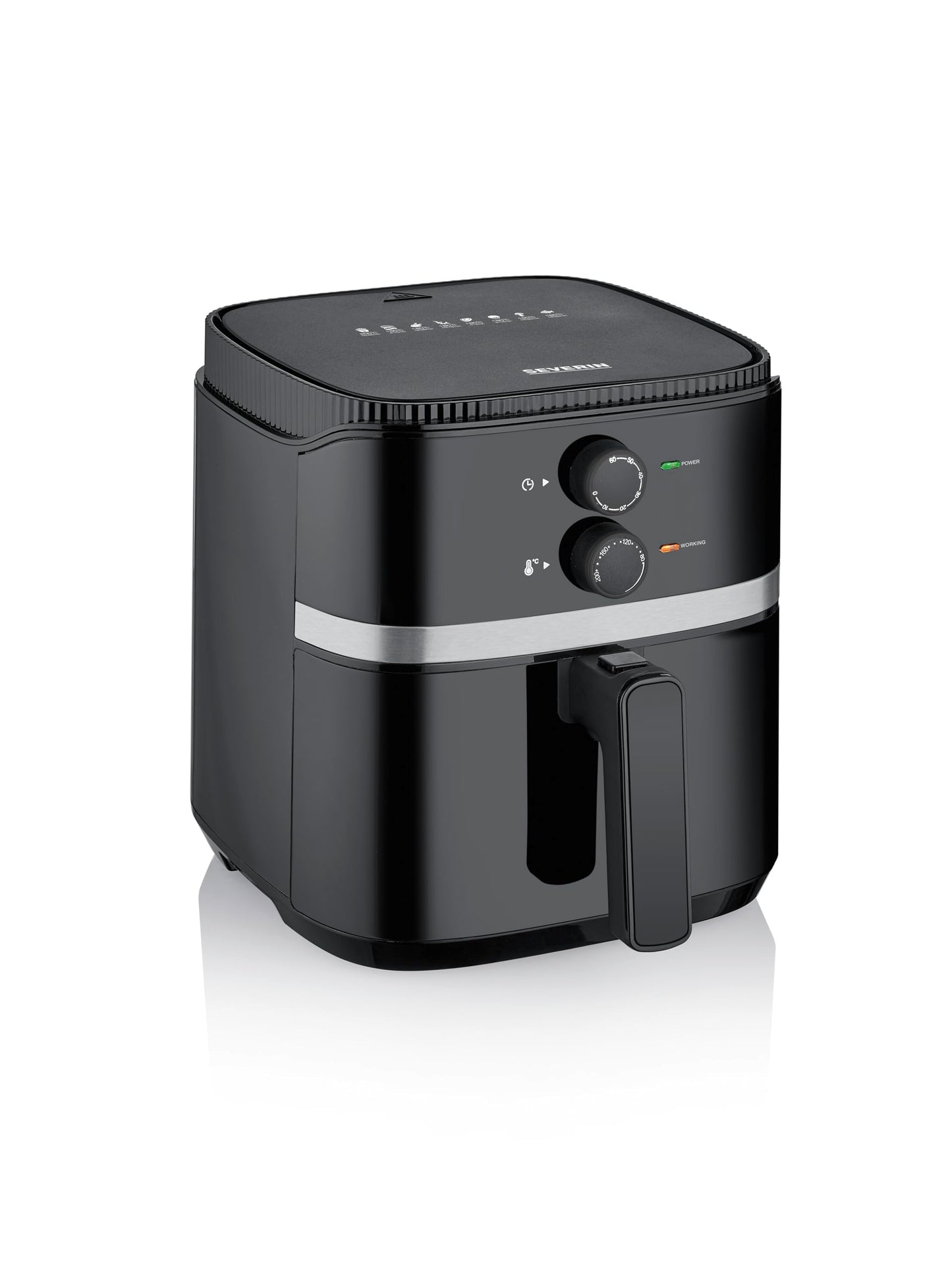 SEVERIN karstā gaisa fritētājs - 5L tilpums, veselīga gatavošana, nelīpošs grozs, 1500W, melna/sudraba, FR 2452