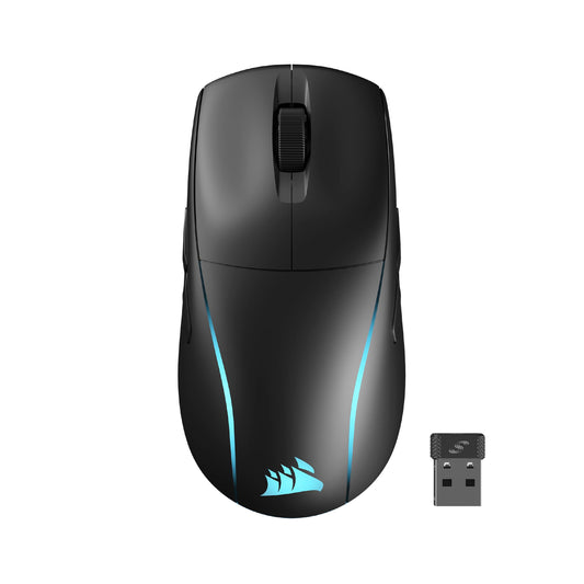 Corsair M75 bezvadu RGB spēļu pele - 26 000 DPI, maināmas sānu pogas, iCUE saderīga, melna, PC.