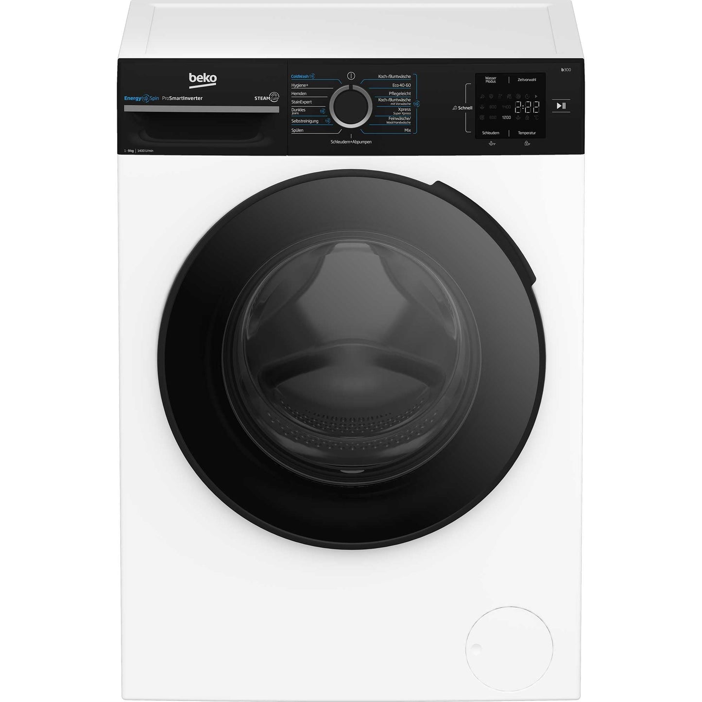 Beko BM3WFU3941R veļas mašīna, 9 kg, EnergySpin, izgriešana 1400 apgr./min, SteamCure tvaika funkcija, piemērota alerģiskiem cilvēkiem, AquaWave saudzīga tvertne, balta