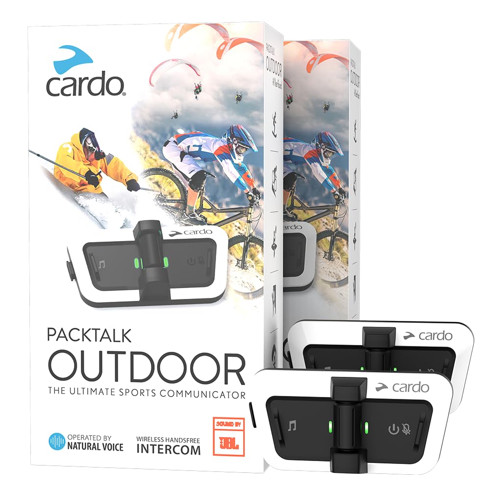 Cardo PACKTALK Duo Pack - Wireless communication system for skiing, snowboarding, and cycling, outdoor black, two-pack.