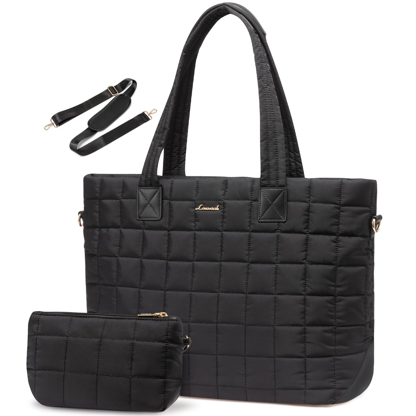 LOVEVOOK sieviešu klēpjdatora soma 15,6 collu, polsterēta shopper soma
