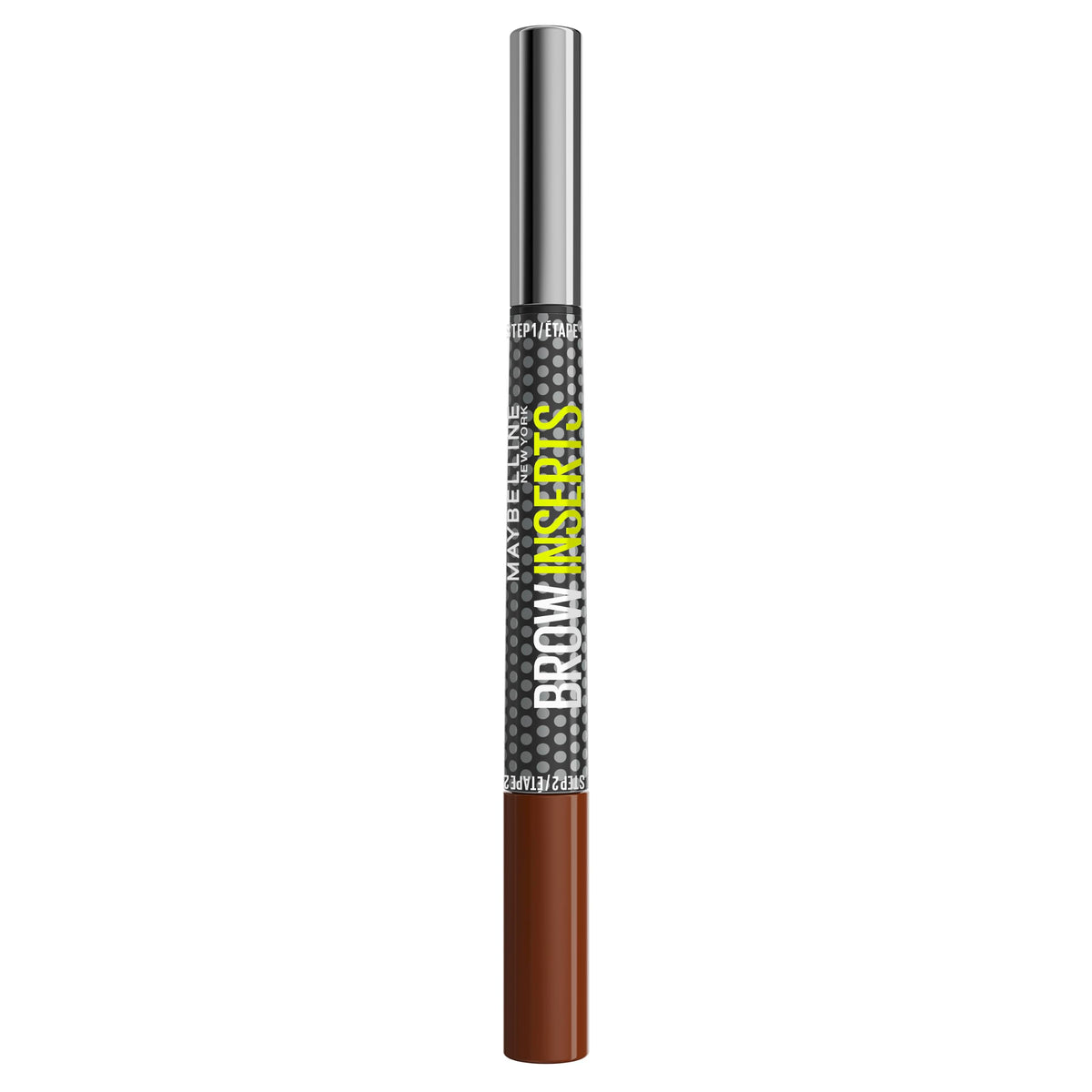 Uzacu zīmulis Maybelline New York Brow Inserts 2-in-1, brūns Medium Brown 4, 1 Stk., ar 3 daļu mikrogalviņu un šķiedru želeju līdz 36H noturībai, ūdensizturīgs un noturīgs pret izsmērēšanos
