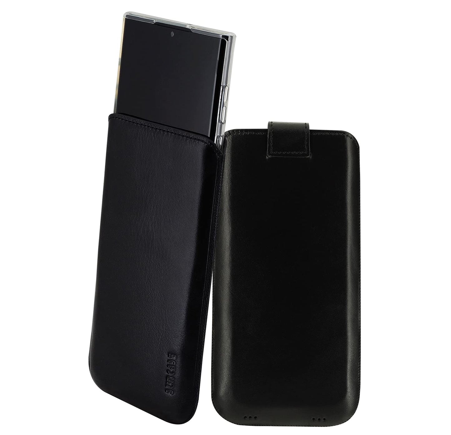 Samsung Galaxy S24 Ultra 5G ādas maciņš Suncase ar izvelkamu mēlīti papildu vāciņam, melns