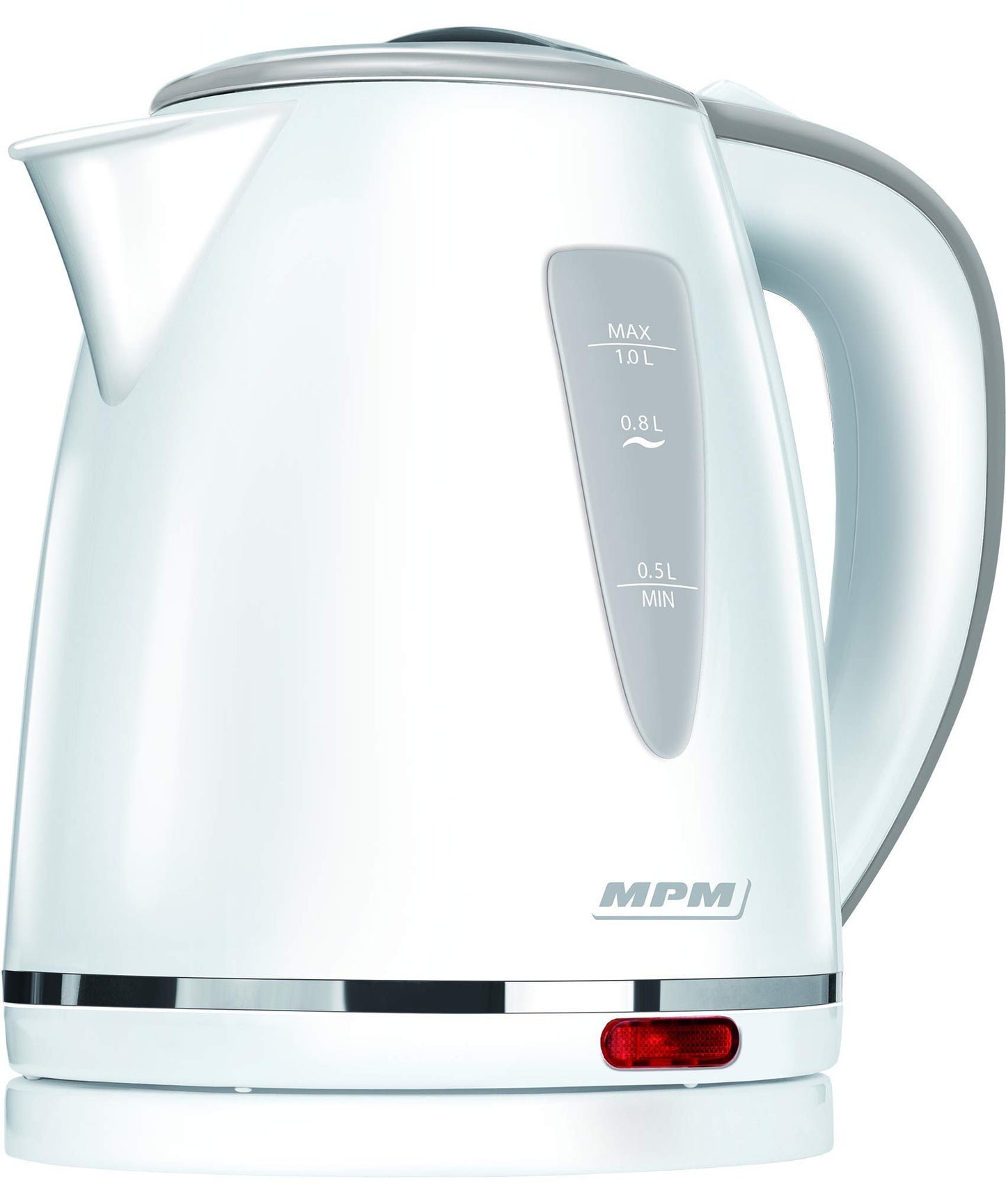 MPM MCZ-64 Kettle - 1L, BPA-free, hidden heater, 1200W, auto shut-off, cordless 360º, white