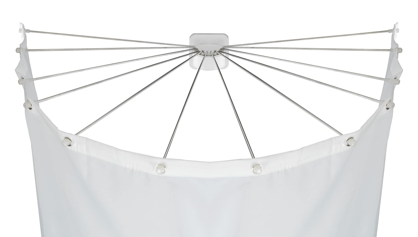 Dušas aizkaru turētājs WENKO ar 12 nerūsējošā tērauda stieņiem, balts, 96 x 10,5 x 72 cm