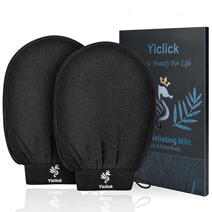Pīlinga cimdi Yiclick korejiešu, ķermeņa skrubja cimdi, 2 gab., melni
