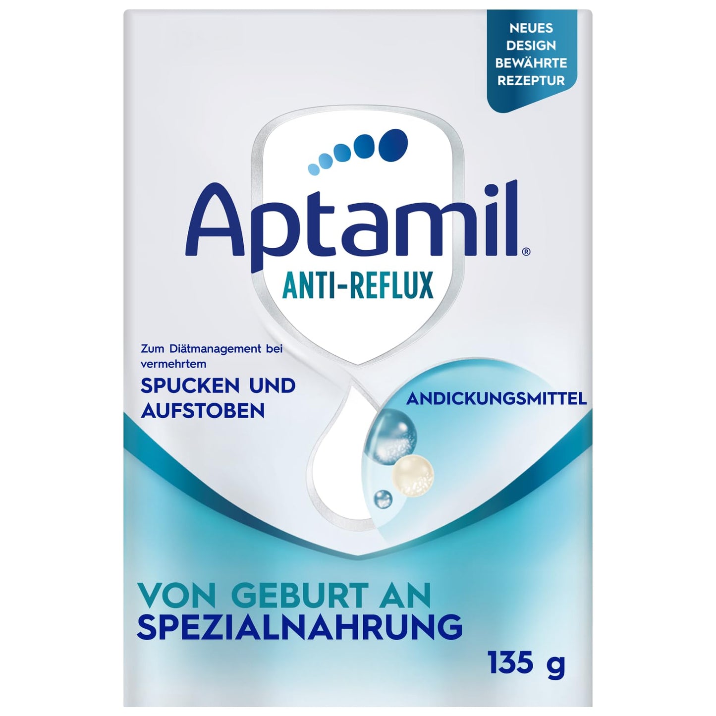 Zīdaiņu piena maisījums Aptamil Anti-Reflux 6 x 135 g, pilnvērtīgs uzturs no dzimšanas, diētas pārvaldībai, pie atgrūšanas un atraugām