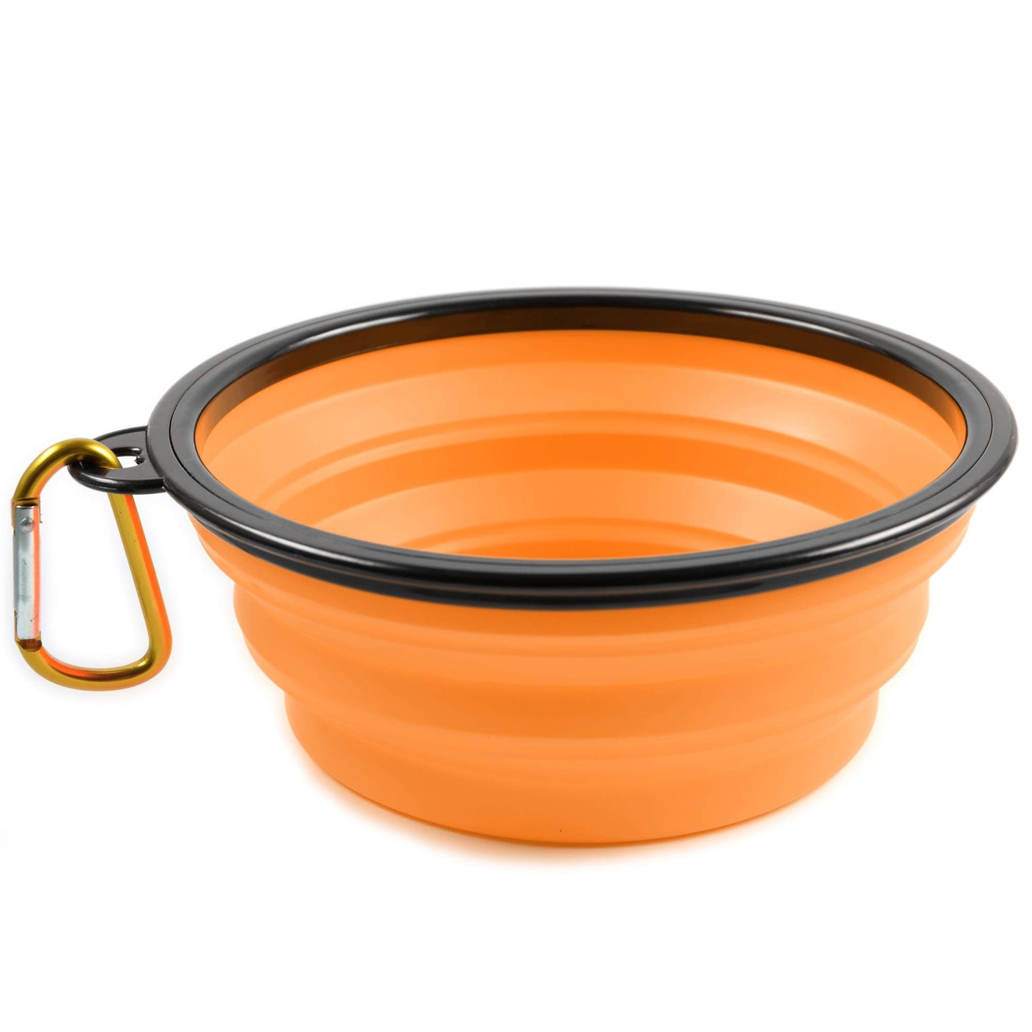 Salokāma silikona bļoda suņiem PhoneNatic XL, oranža, 1000 ml, ar karabīni