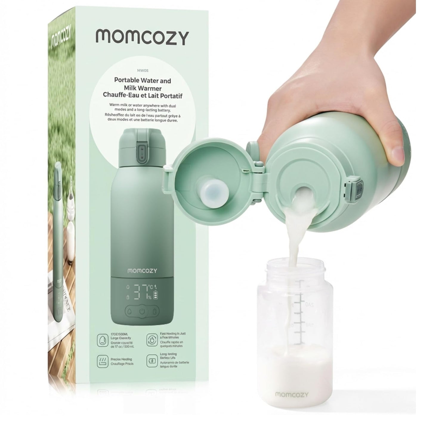 Bērnu pudeļu sildītājs Momcozy portatīvs, ātra uzsildīšana