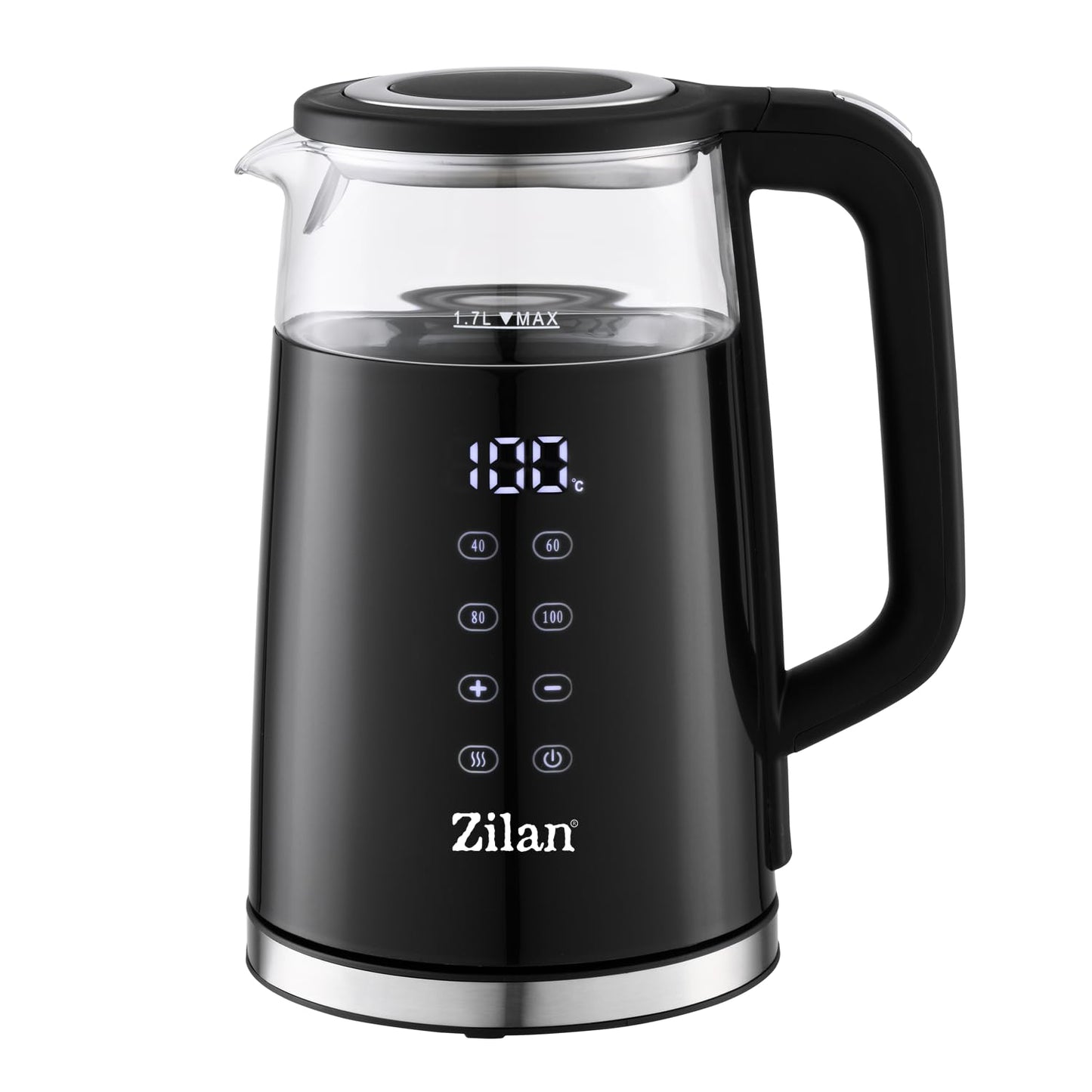 Zilan ūdens vārītājs - dubultsienu, digitālais displejs, 1,7 l, 2200 W, siltuma uzturēšana, aizsardzība pret sausvārīšanu.