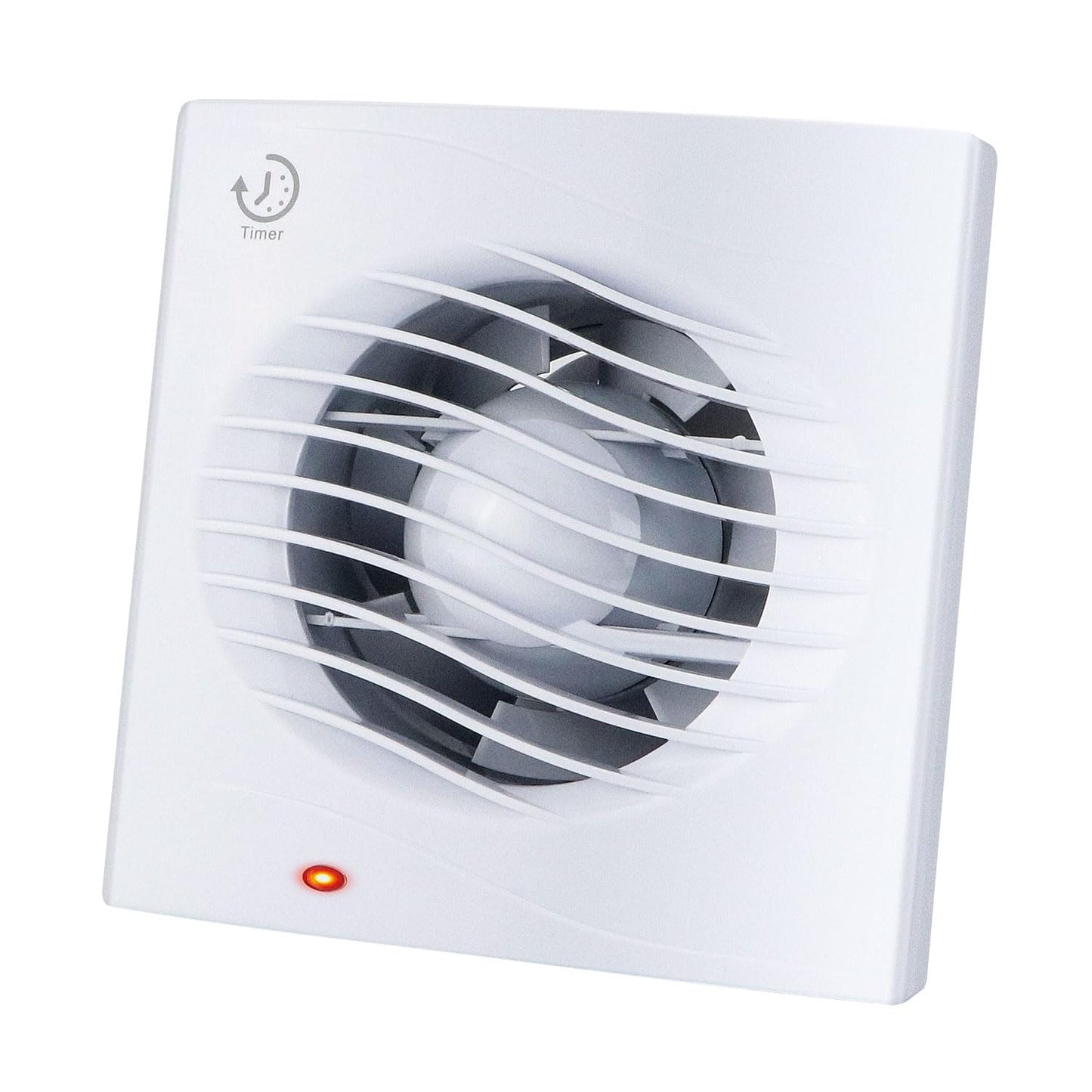 Anesty vannas istabas ventilators 100mm ar pēcraugu, taimeri, 12W 130m³/h klusais nosūces ventilators ar pretvārstu - garāžai, virtuvei, WC, loga/sienas montāžai (balts)