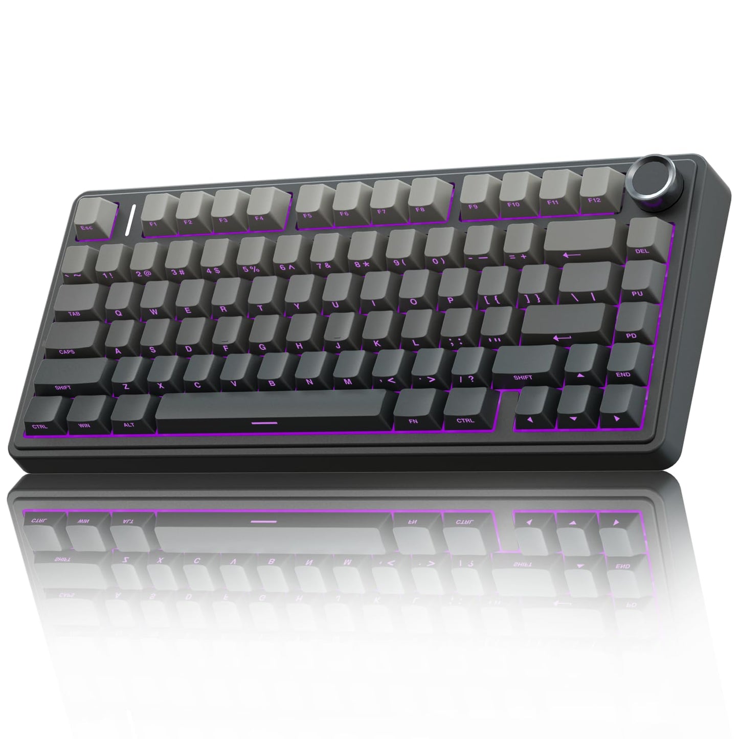 AULA F75 PRO mehāniskā spēļu tastatūra, 2.4GHz/Type-C/BT5.0, sāniski gravētas taustiņklavišas, piecu slāņu amortizācijas struktūra, QWERTY, Hot-Swap, bezvadu 75% tastatūra (pelēka)