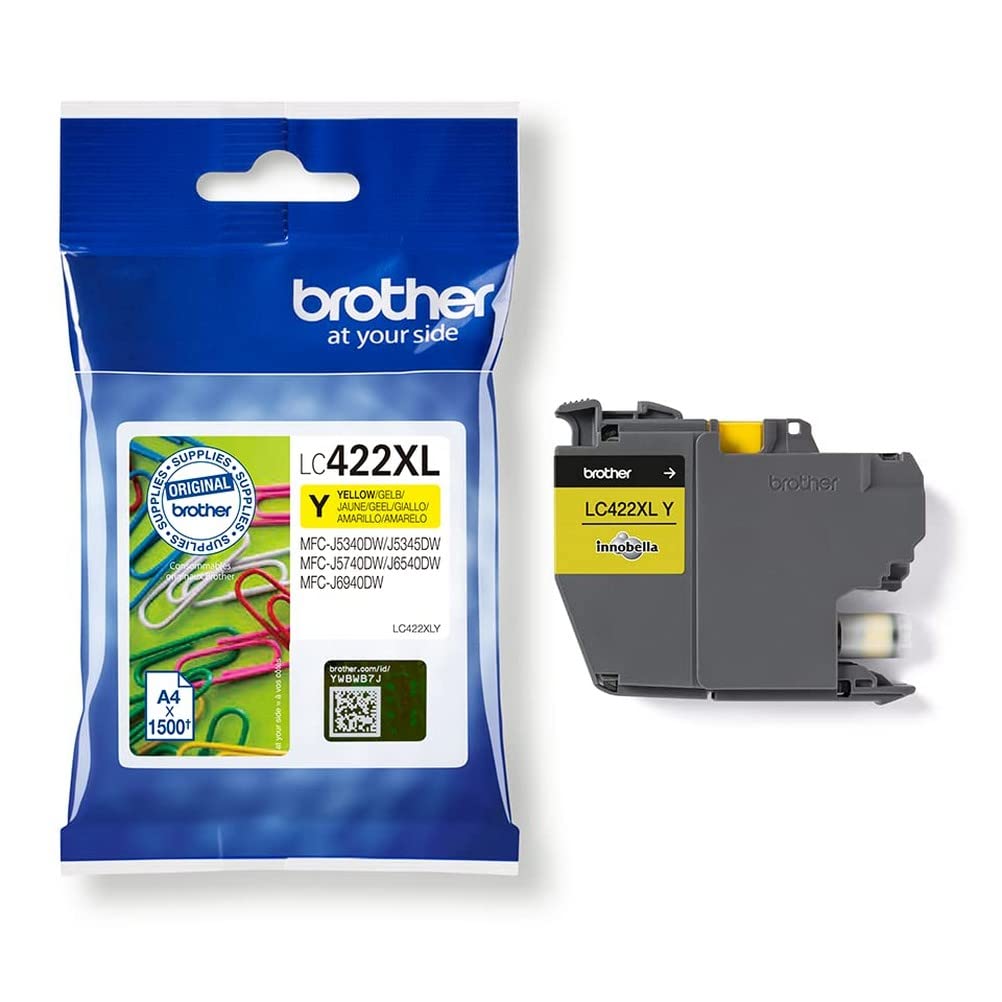 Brother LC-422XLY Yellow Ink Cartridge - Yields 1,500 pages, compatible with MFC-J5340DW, J5345DW, J5740DW, J6540DW, J6940DW.